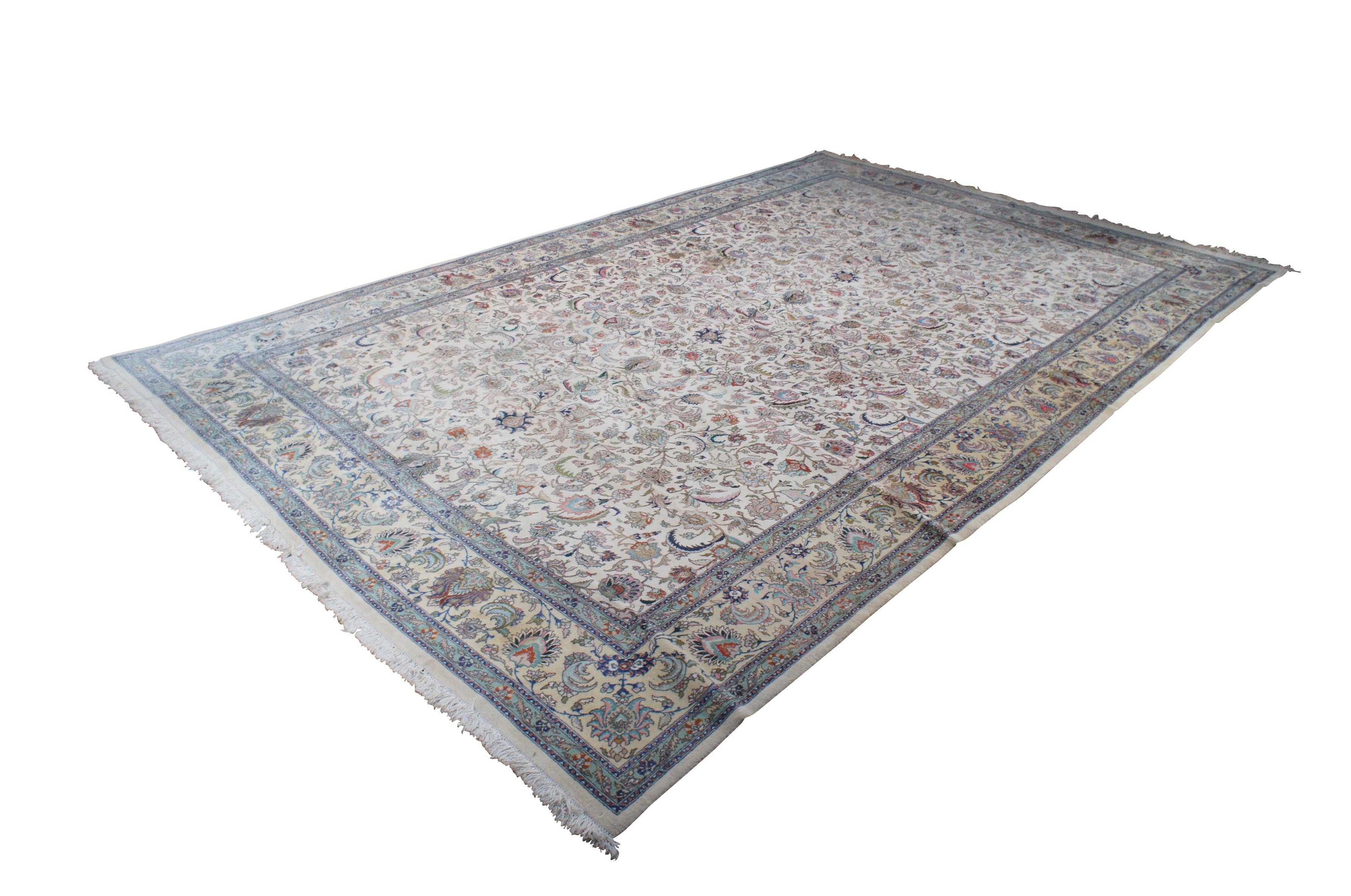 Hand-Knotted Monumental Persian Tabriz Wool Animal Bird Design Area Rug Carpet 12' x 19' For Sale