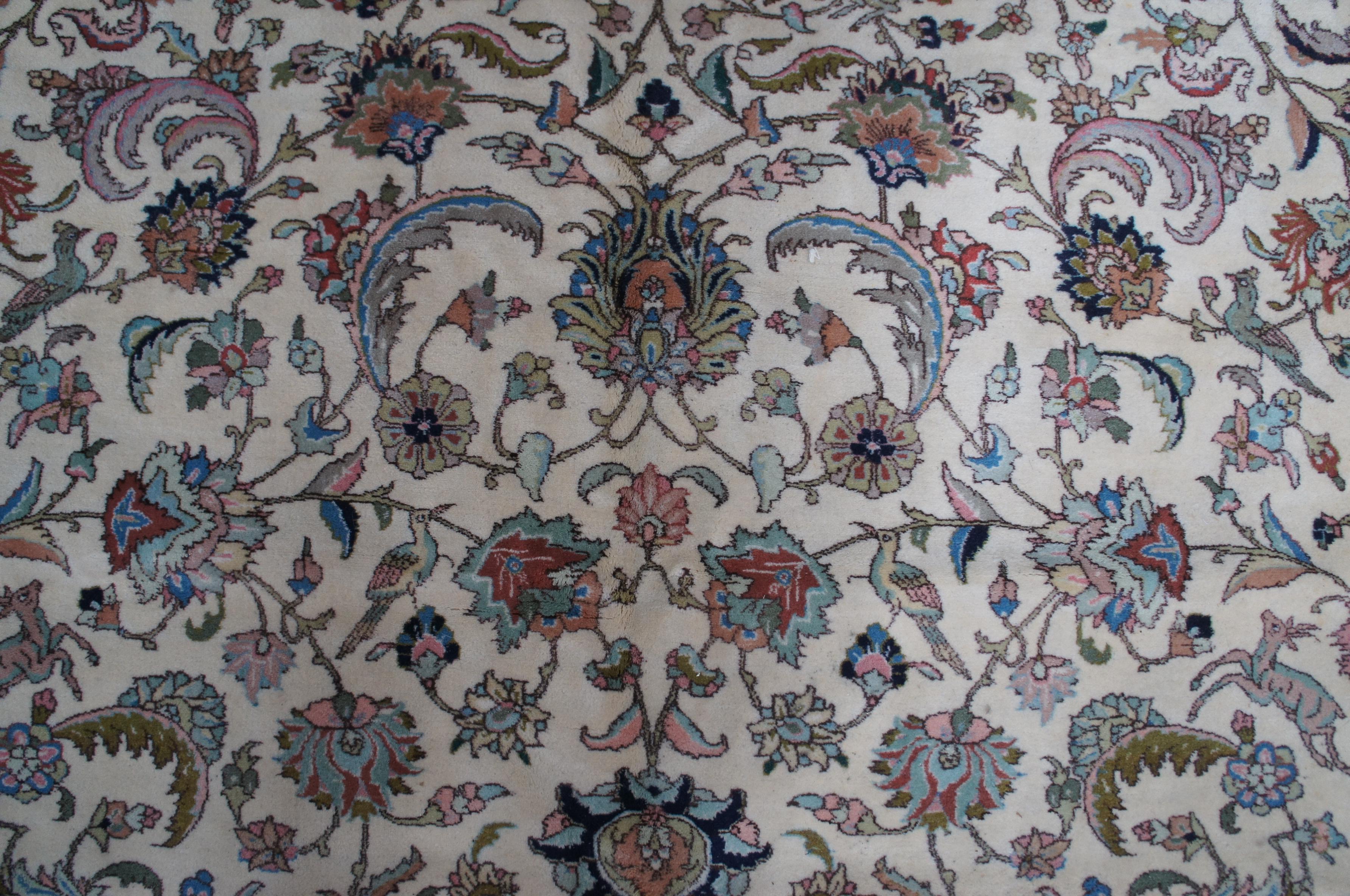 Monumental Persian Tabriz Wool Animal Bird Design Area Rug Carpet 12' x 19' For Sale 2