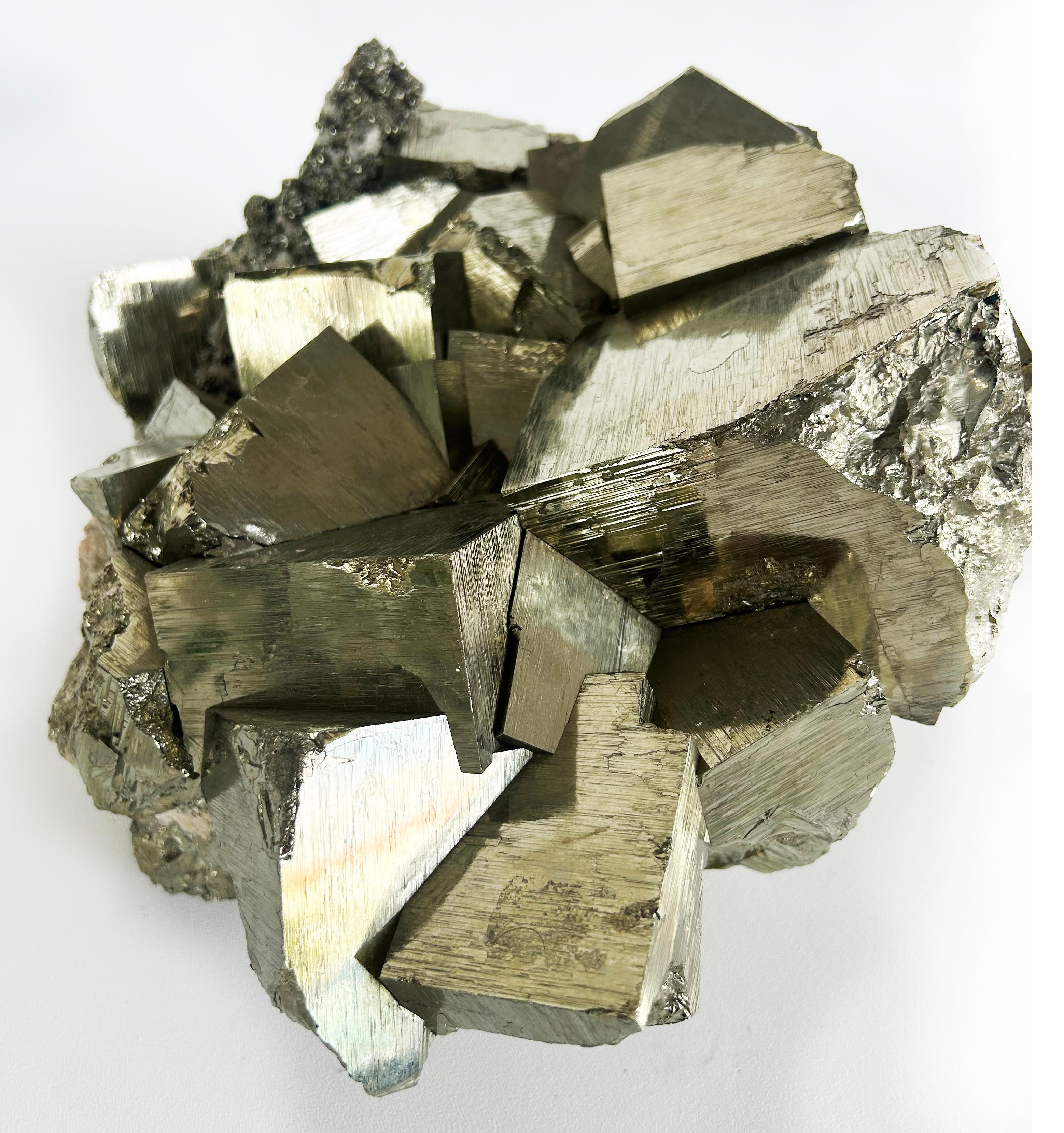 Contemporary Monumental Peruvian Pyrite Cluster Weighing 92 lbs. For Sale