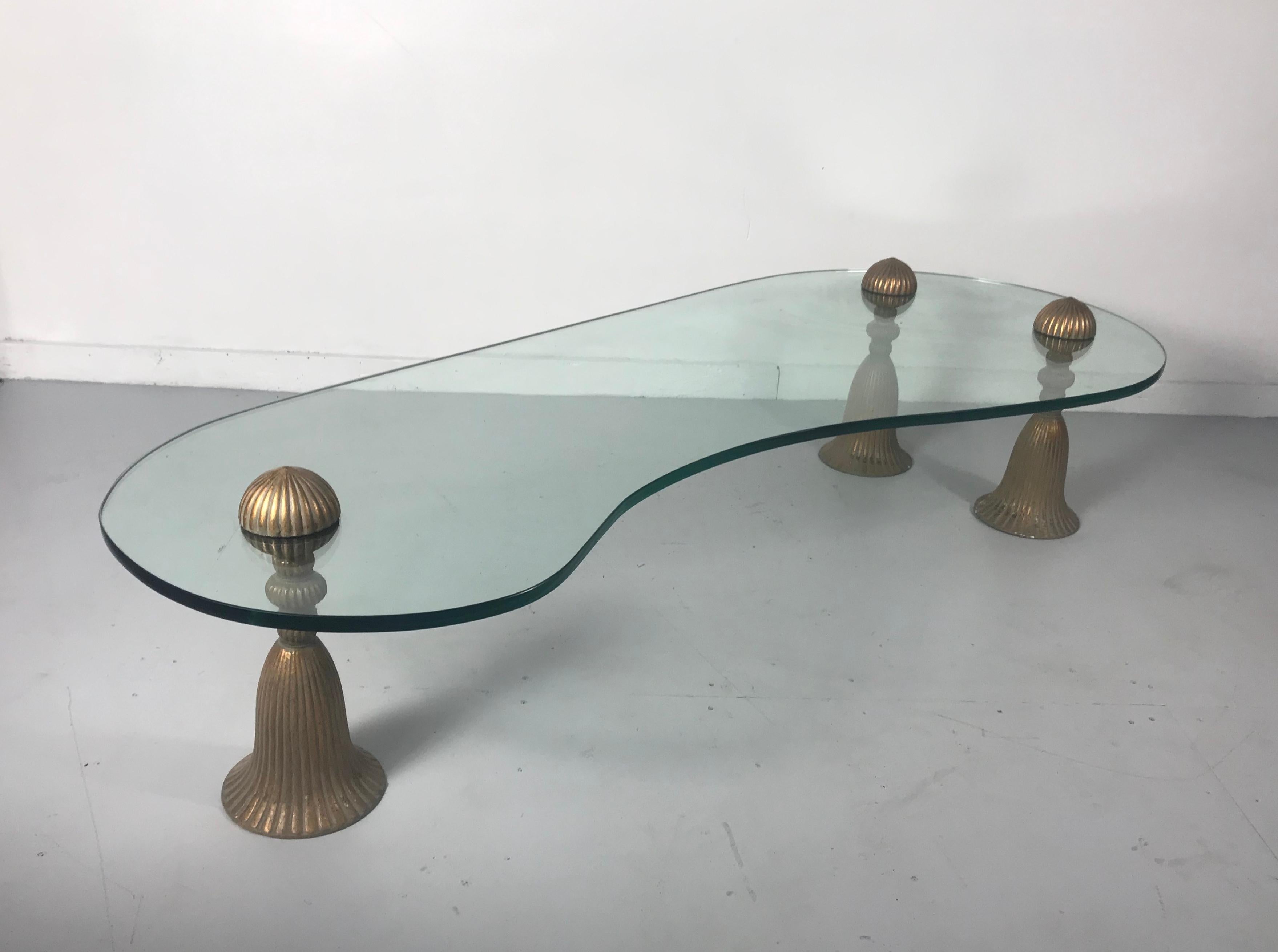 Monumental Phyllis Morris Gilt Tassel and Glass Cocktail / Coffee Table 1