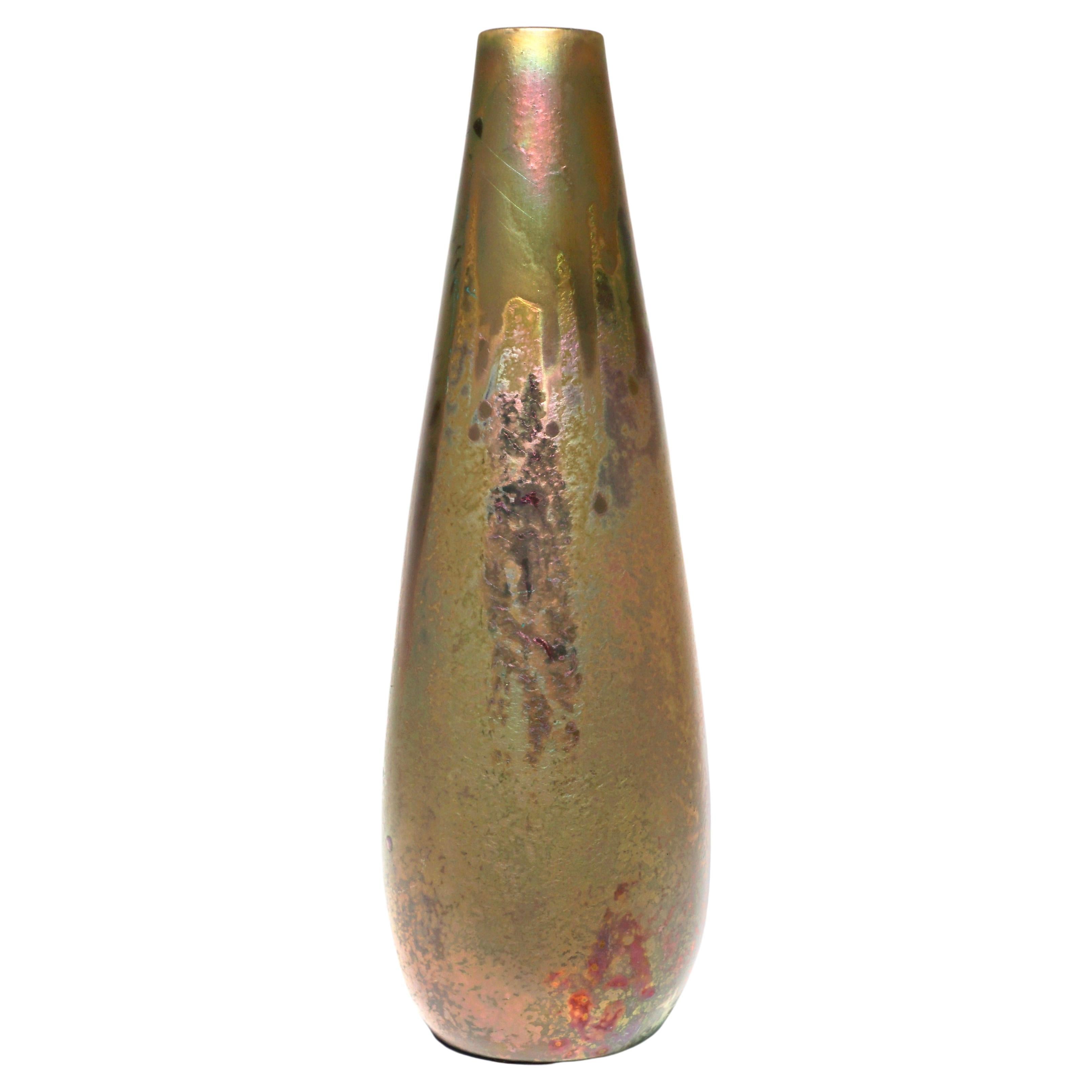 Monumental Pierre Clement Massier Iridescent Vase For Sale