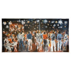 Monumental Pierre Doutreleau Oil Painting 'Studio 54' Nightlife Scene