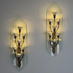 Monumental Pietro Chiesa for Fontana Arte Rare 7-Light Glass Sconces, 1950s