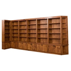Vintage Monumental Pine Bookcase Sectional Wall Library 15 ft.