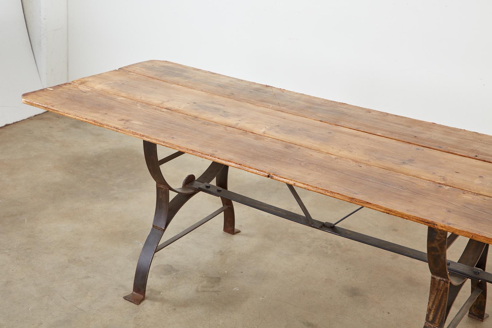 Monumental Pine Harvest Farm Table with Iron Trestle Base 5