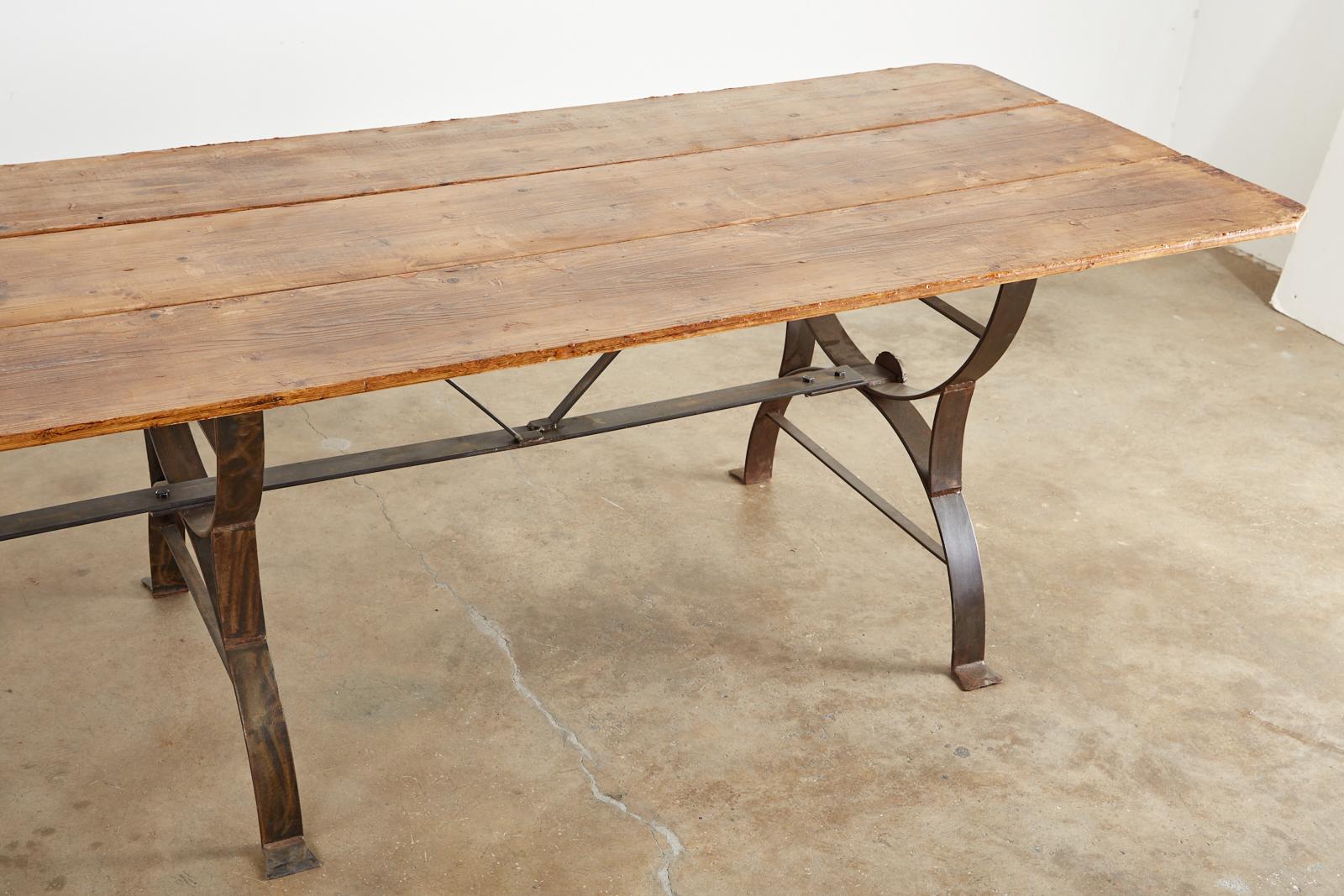 Monumental Pine Harvest Farm Table with Iron Trestle Base 6