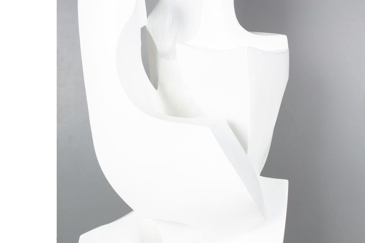 Monumental Plaster Light Sculpture Signed by M. Reollon, 1981 In Good Condition For Sale In JASSANS-RIOTTIER, FR