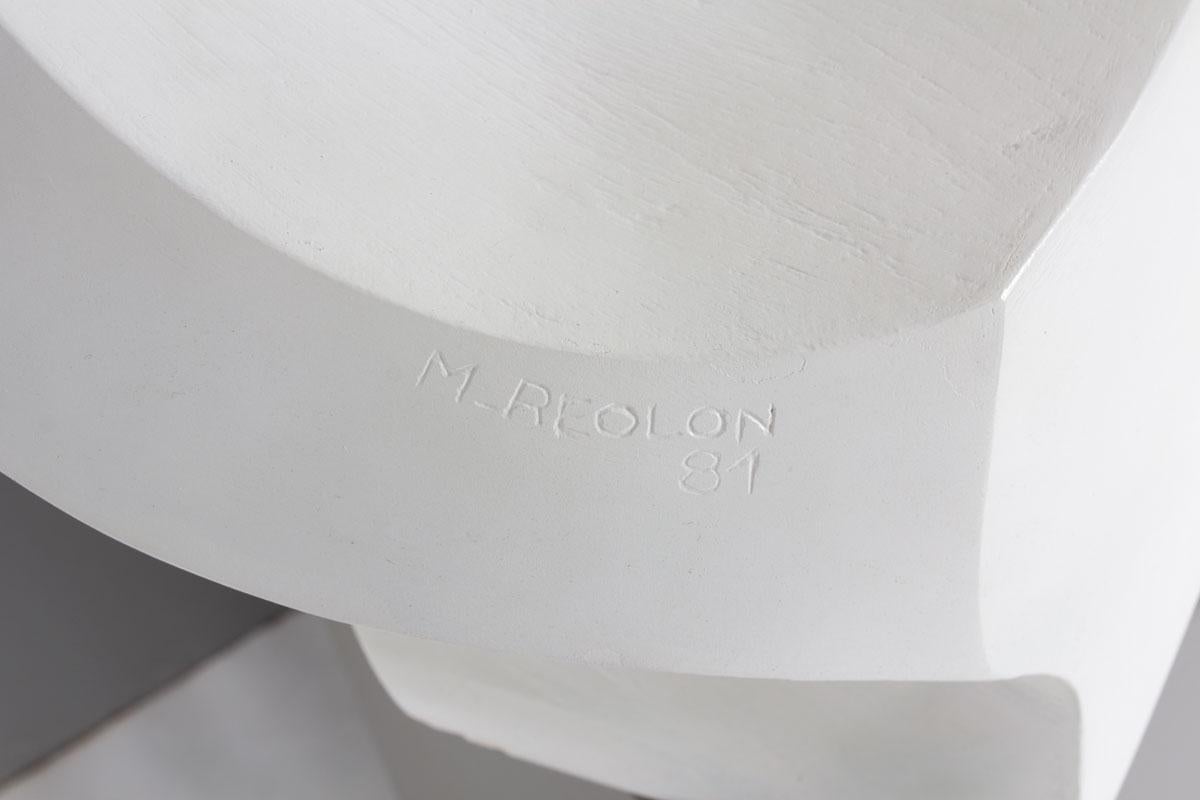Monumental Plaster Light Sculpture Signed by M. Reollon, 1981 For Sale 2