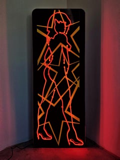 Monumental Pop Art Neon Sculpture of a female silhouette, Italy 1980s