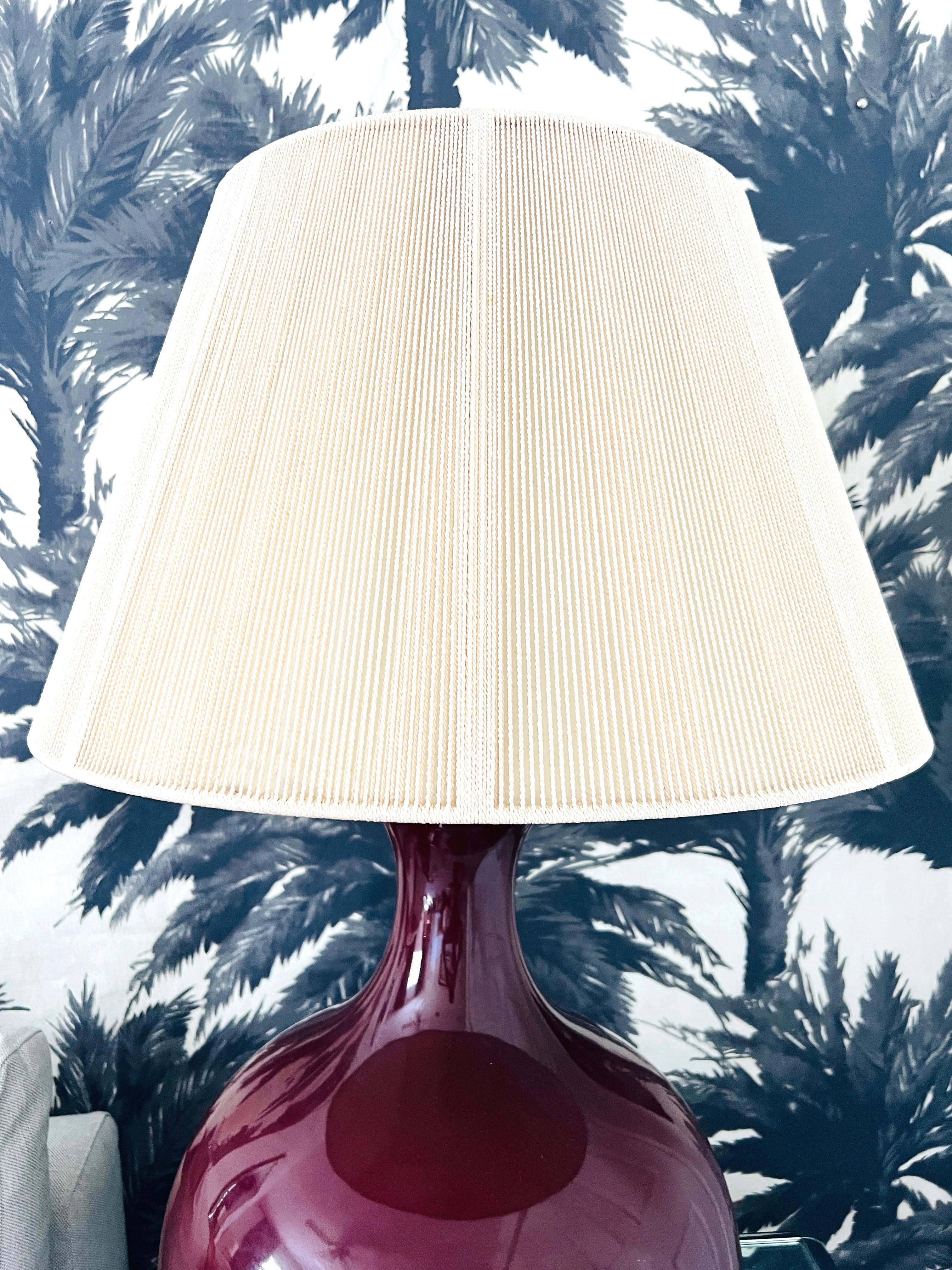 Monumental Porcelain Oxblood Lamp in Burgundy Red by Marbro, c. 1970's 3