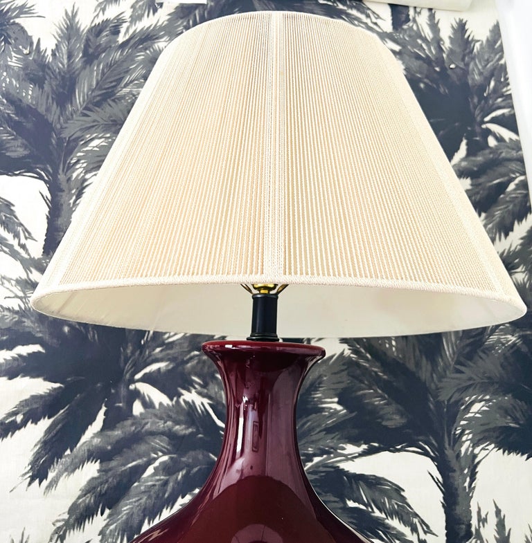 Monumental Porcelain Oxblood Lamp in Deep Red Burgundy by Marbro, c. 1970's For Sale 4