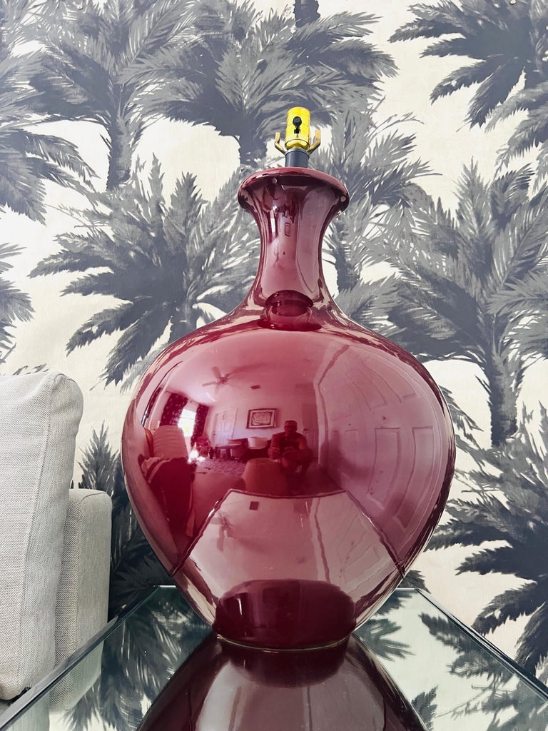 Monumental Porcelain Oxblood Lamp in Deep Red Burgundy by Marbro, c. 1970's For Sale 7