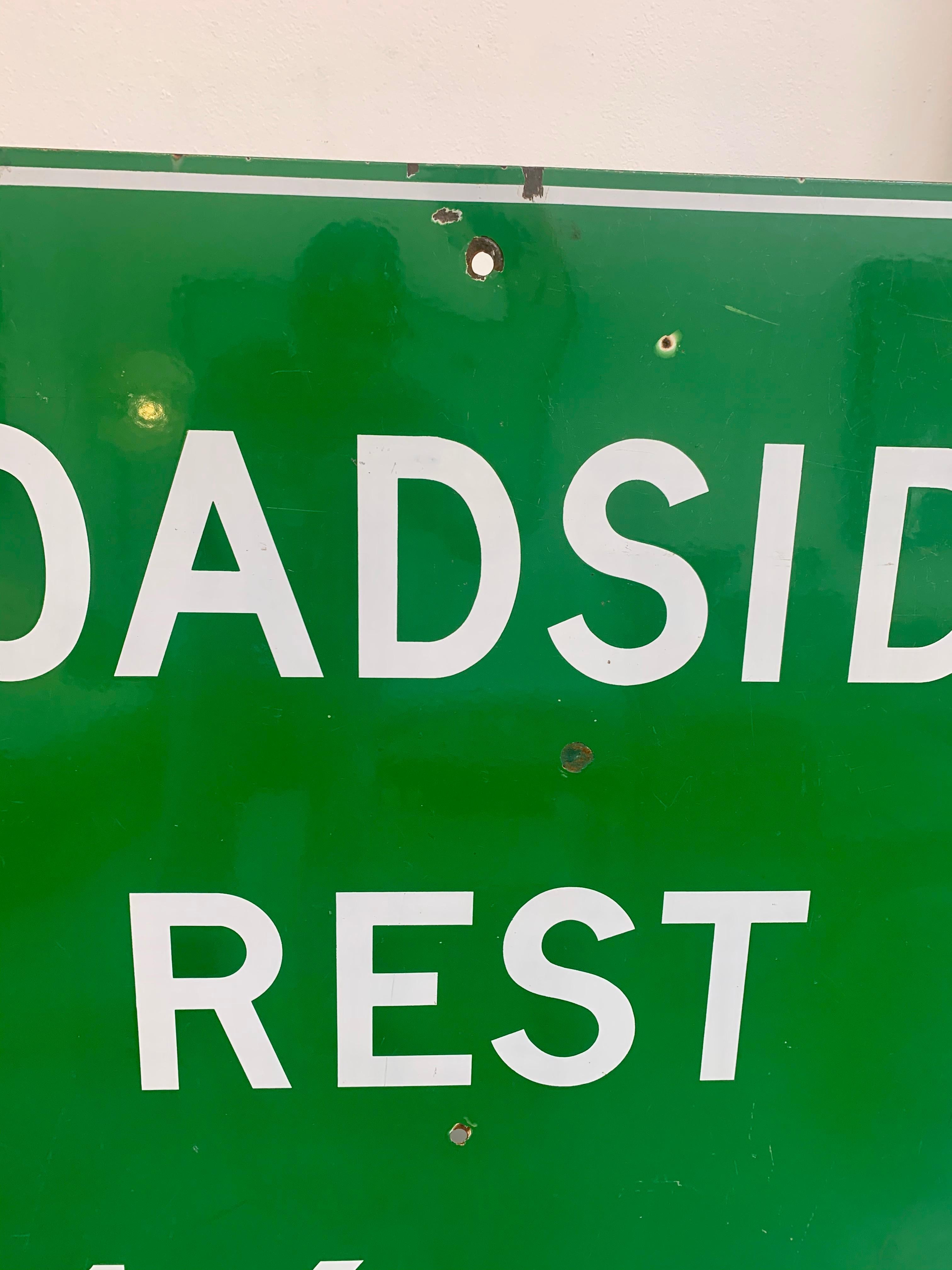 Steel Monumental Porcelain Roadside Rest Highway Sign For Sale