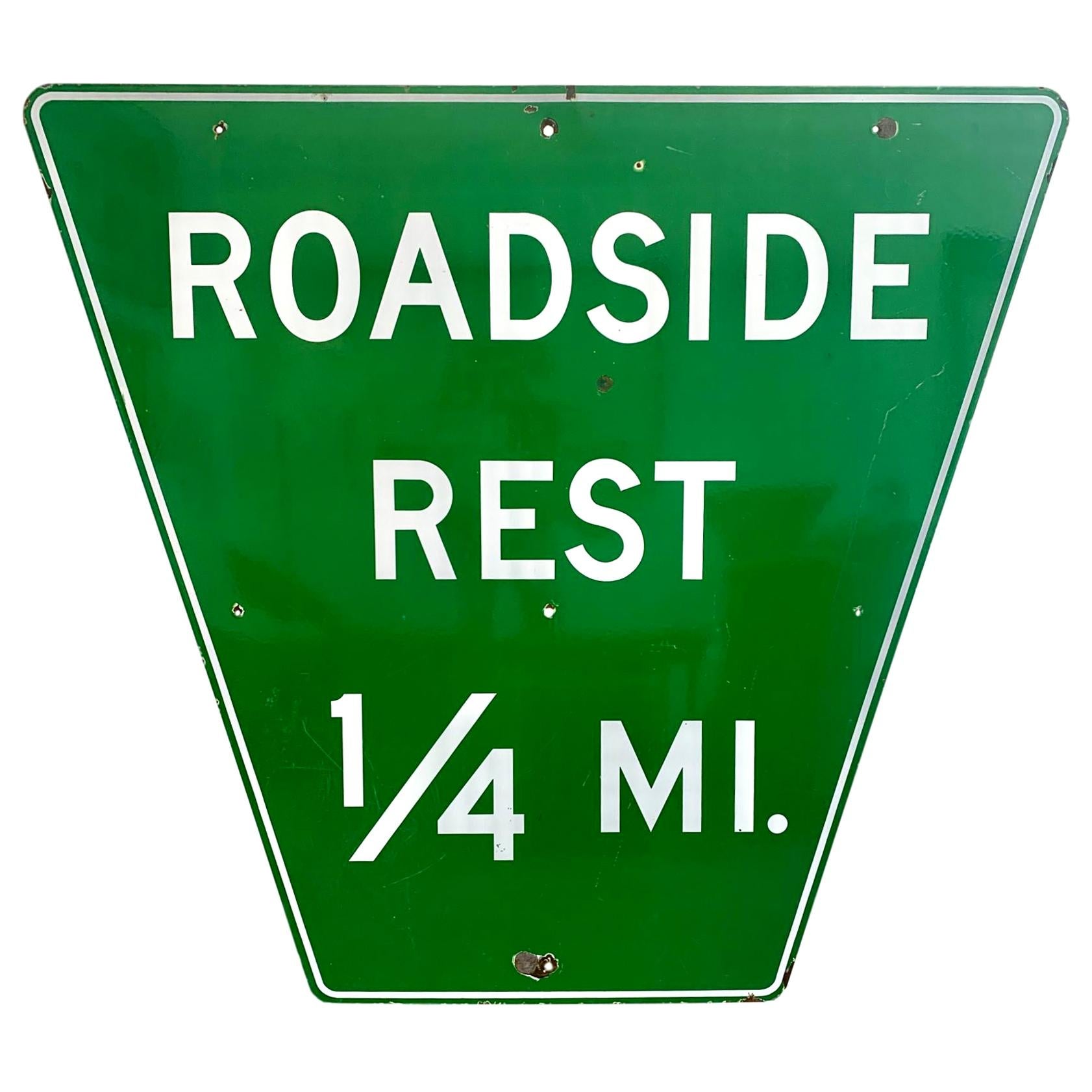 Monumental Porcelain Roadside Rest Highway Sign For Sale