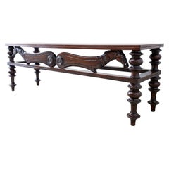 Monumental Portuguese Style Mahogany Library Table or Console 
