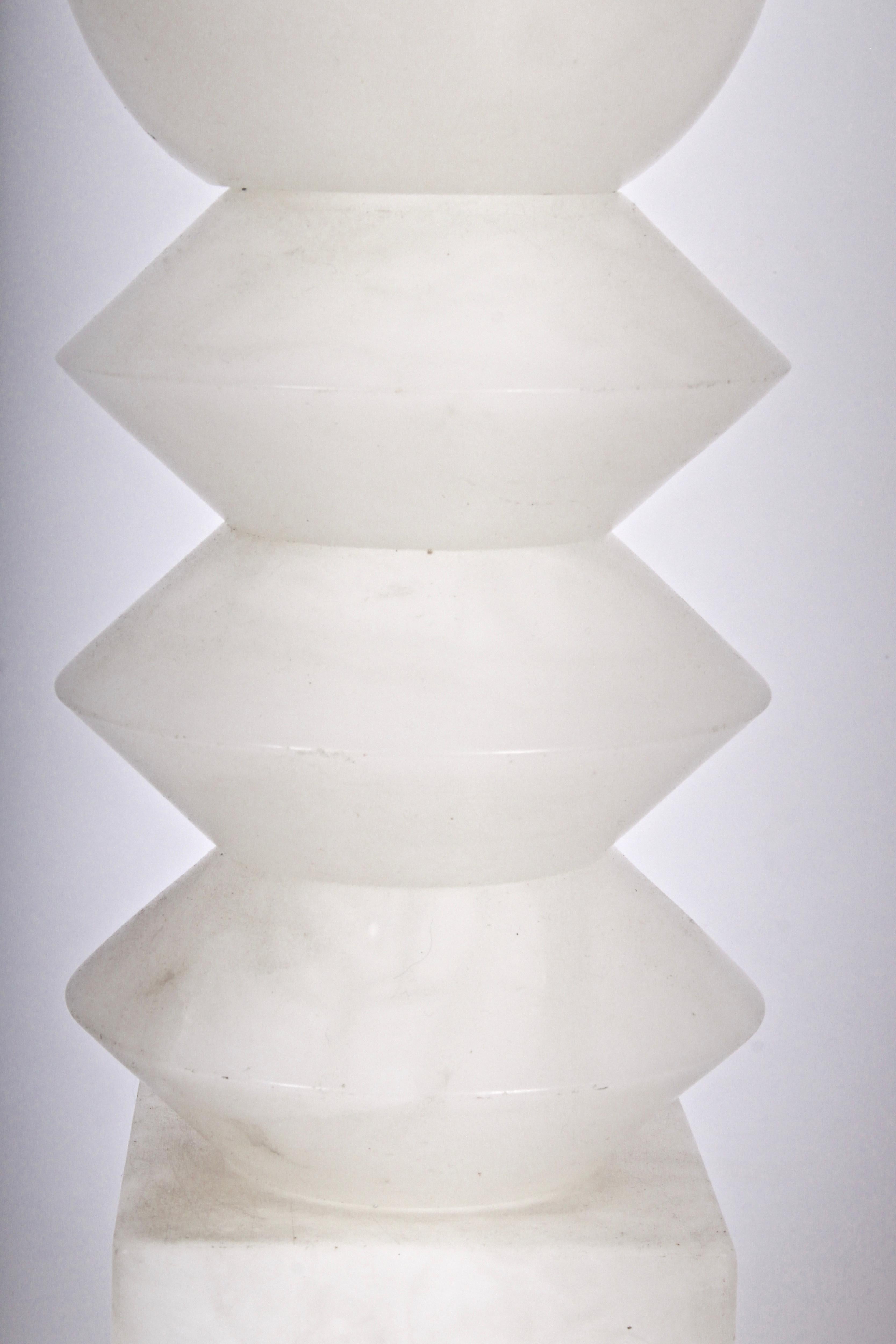Mid-20th Century Monumental Post Modern Brancusi Style Stacked Alabaster Lamp, 1960s