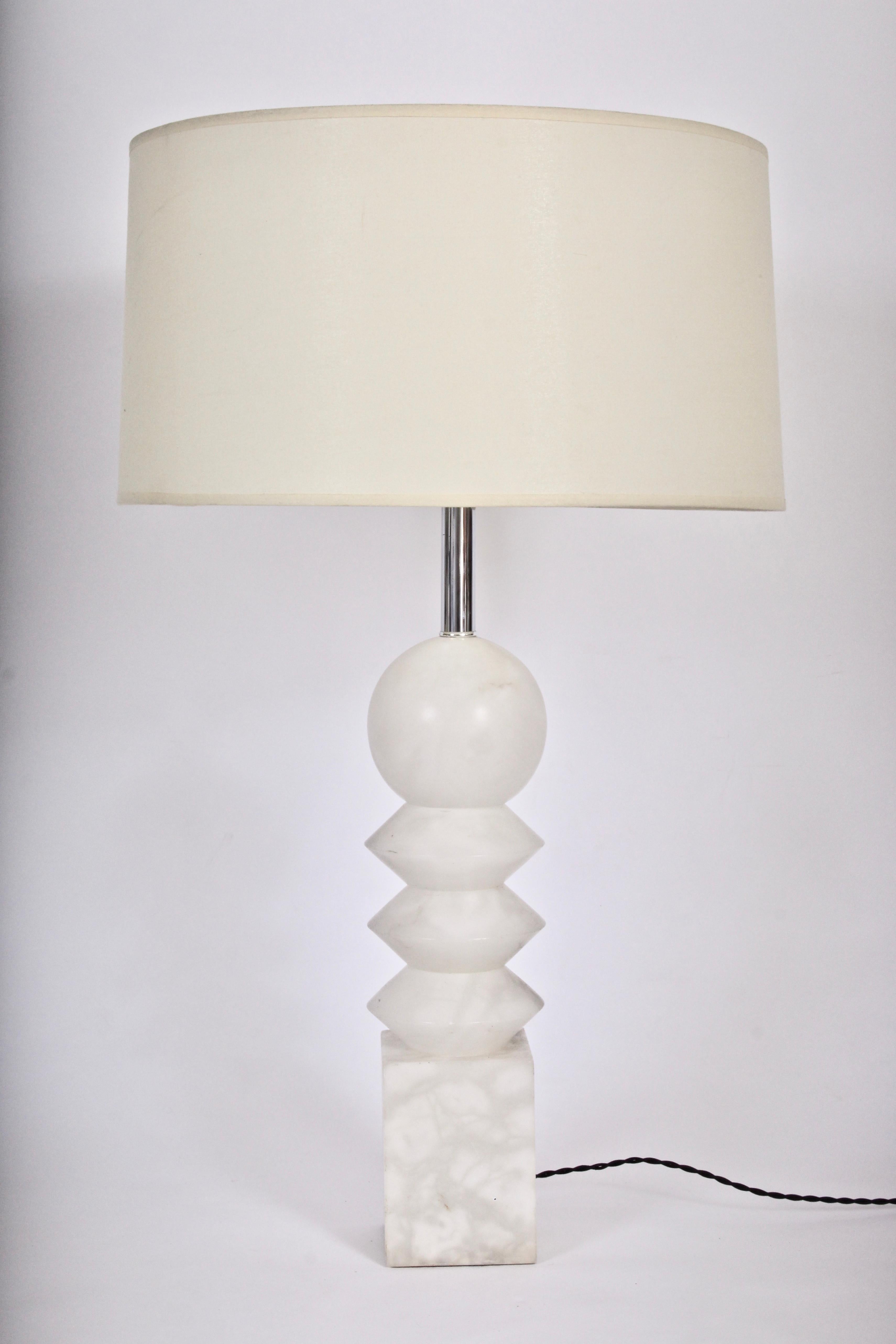 Monumental Post Modern Brancusi Style Stacked Alabaster Lamp, 1960s 3