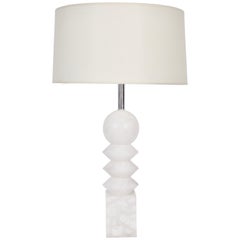 Monumental Post Modern Brancusi Style Stacked Alabaster Lamp, 1960s