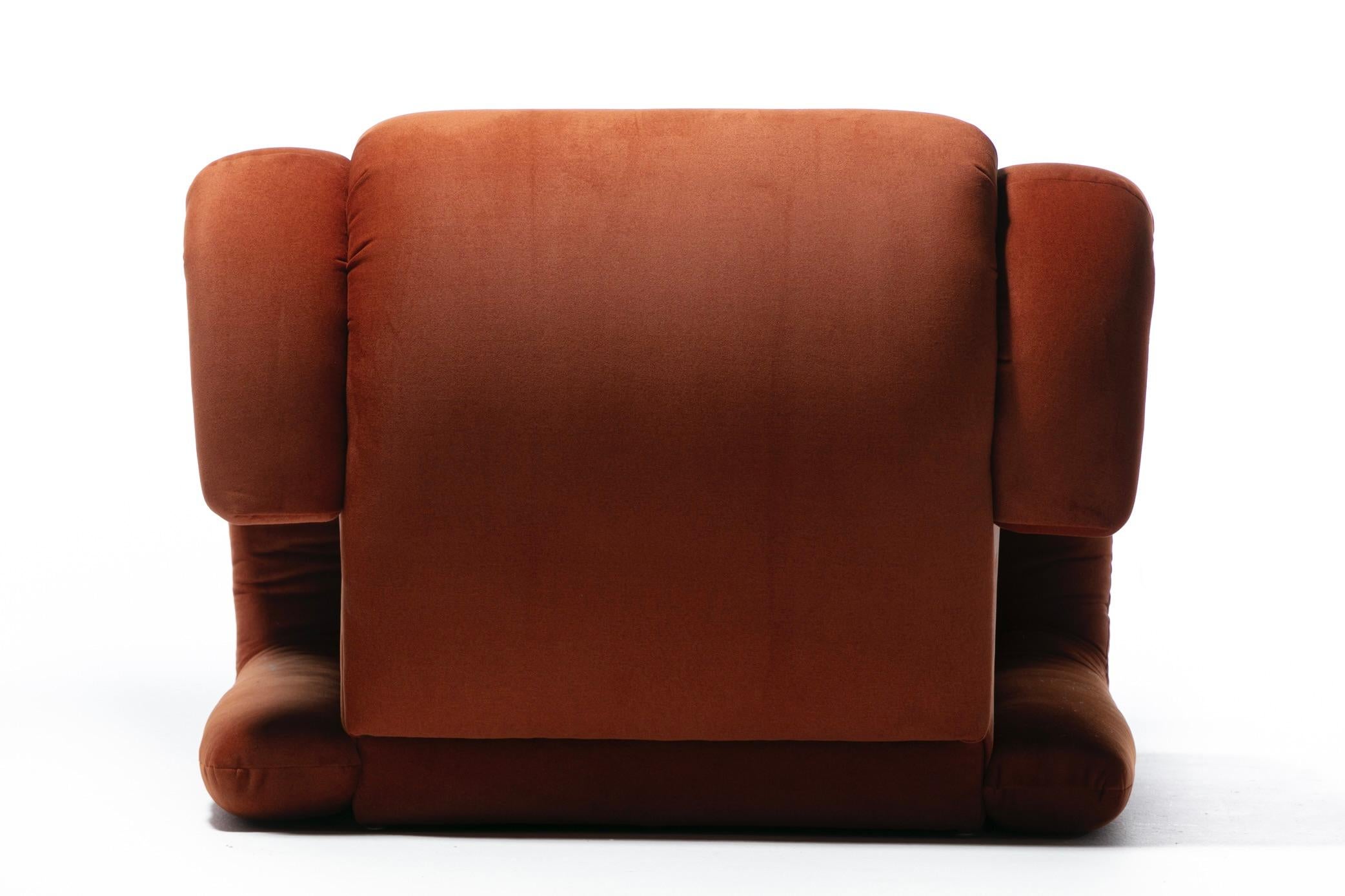 Monumental Post Modern Pair of Weiman Lounge Chairs in Marmalade Orange Fabric For Sale 4