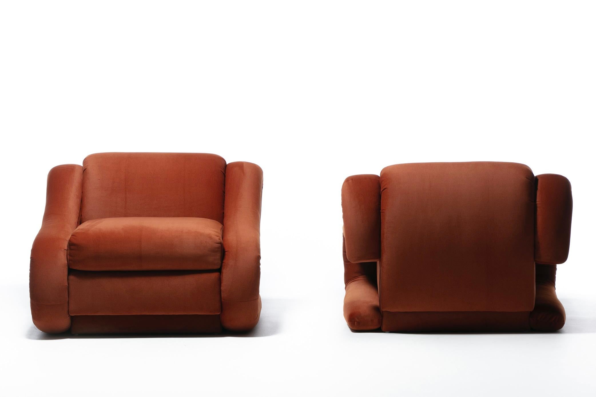 Fin du 20e siècle Paire monumentale de chaises longues Weiman en tissu orange Marmalade en vente