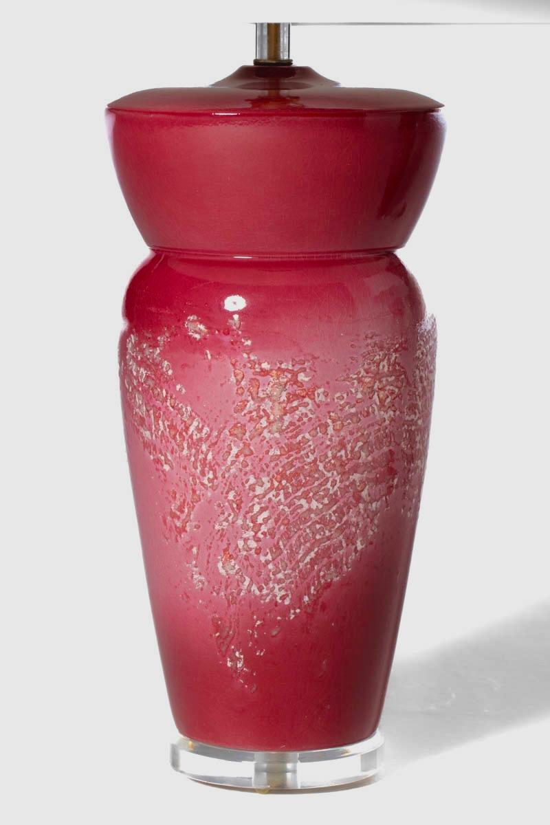 Post-Modern Monumental Post Modern Raspberry Pink Sorbet Ceramic Lamps by Sunset c. 1980 For Sale