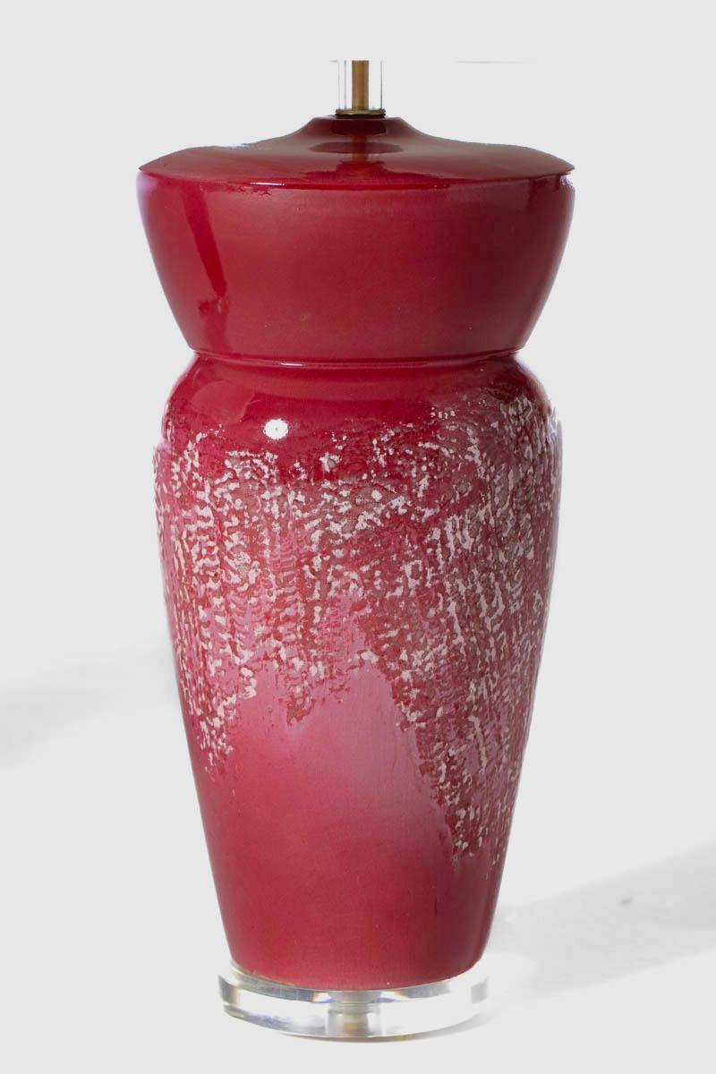 Américain Monumentales lampes post-modernes en céramique rose framboise Sorbet de Sunset vers 1980 en vente
