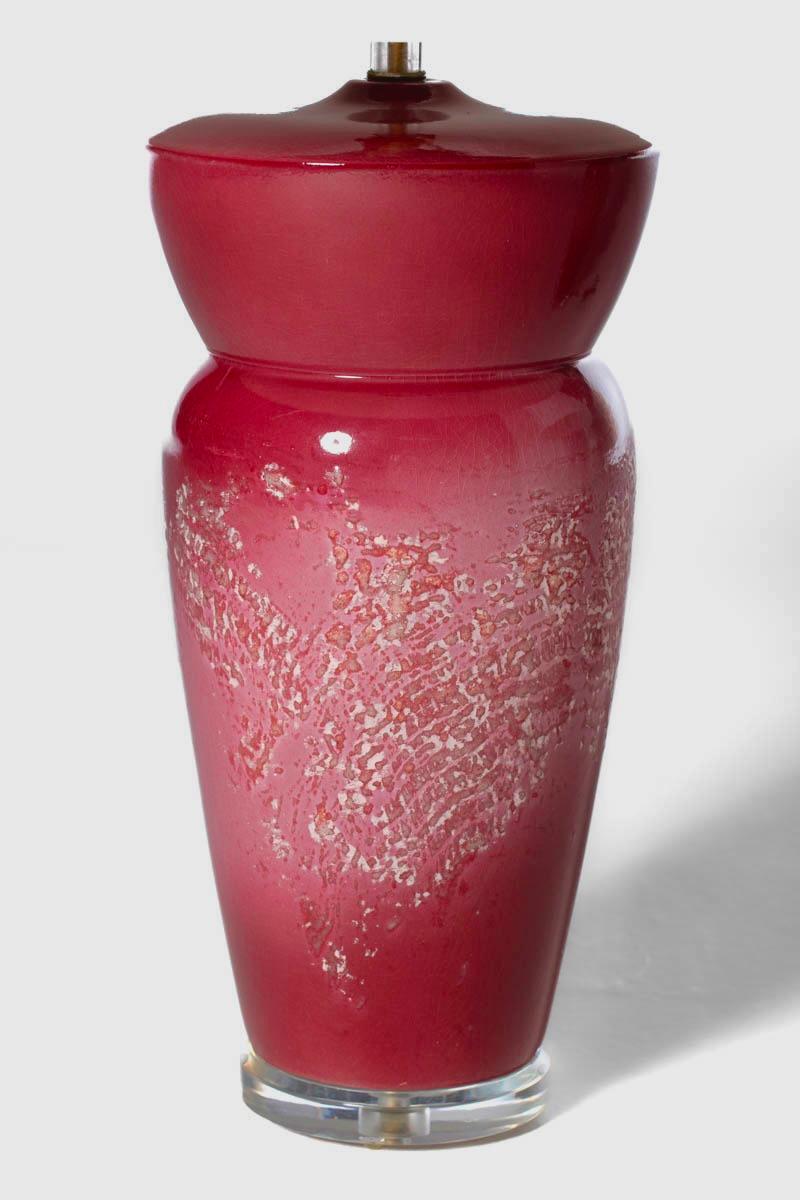 Monumentales lampes post-modernes en céramique rose framboise Sorbet de Sunset vers 1980 en vente 1
