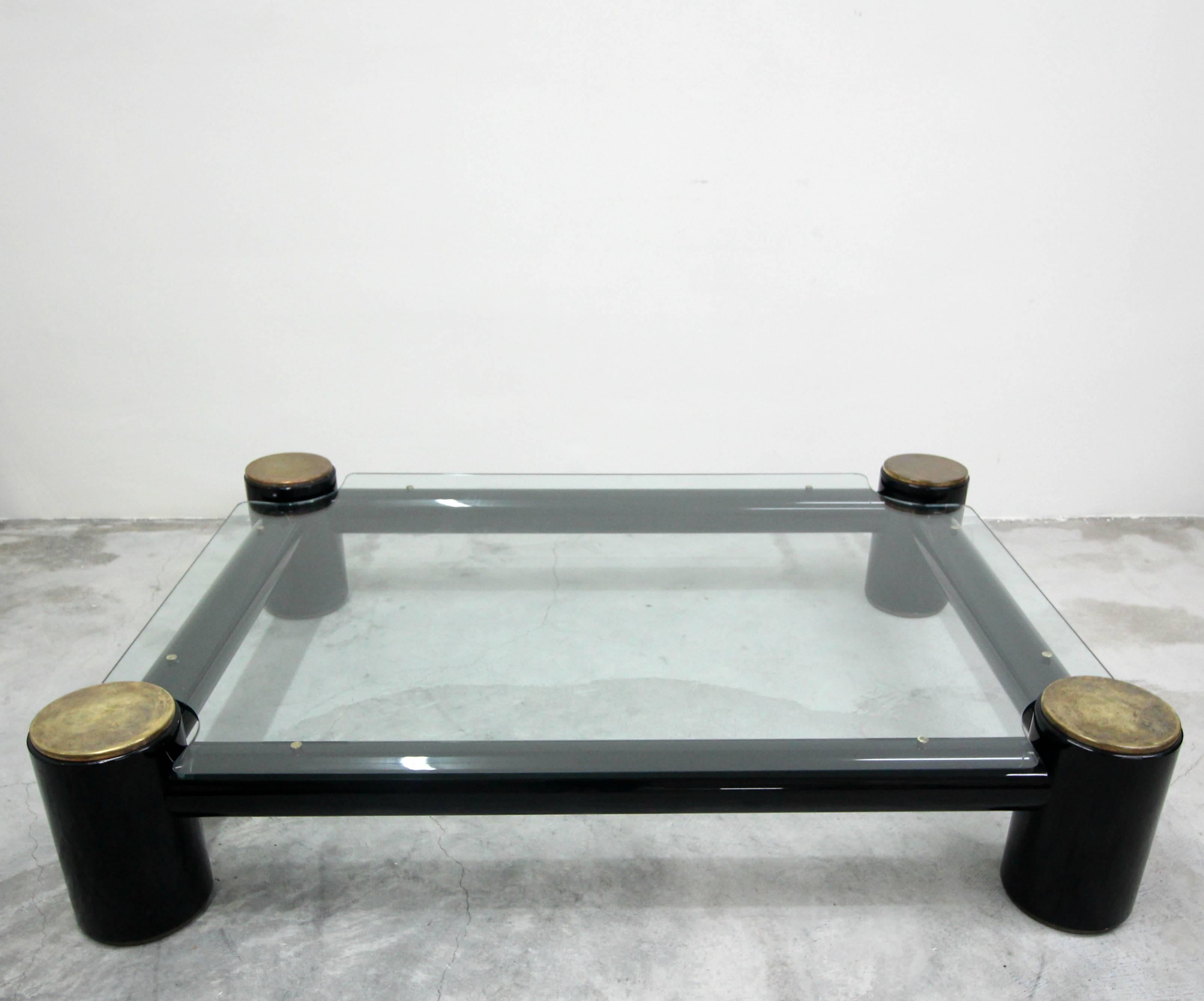 Post-Modern Monumental Postmodern Acrylic Tube Brass and Glass Coffee Table