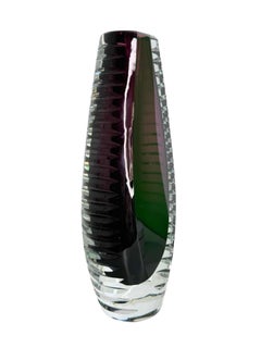 Monumental Purple and Clear Murano Glass Sommerso Block Vase