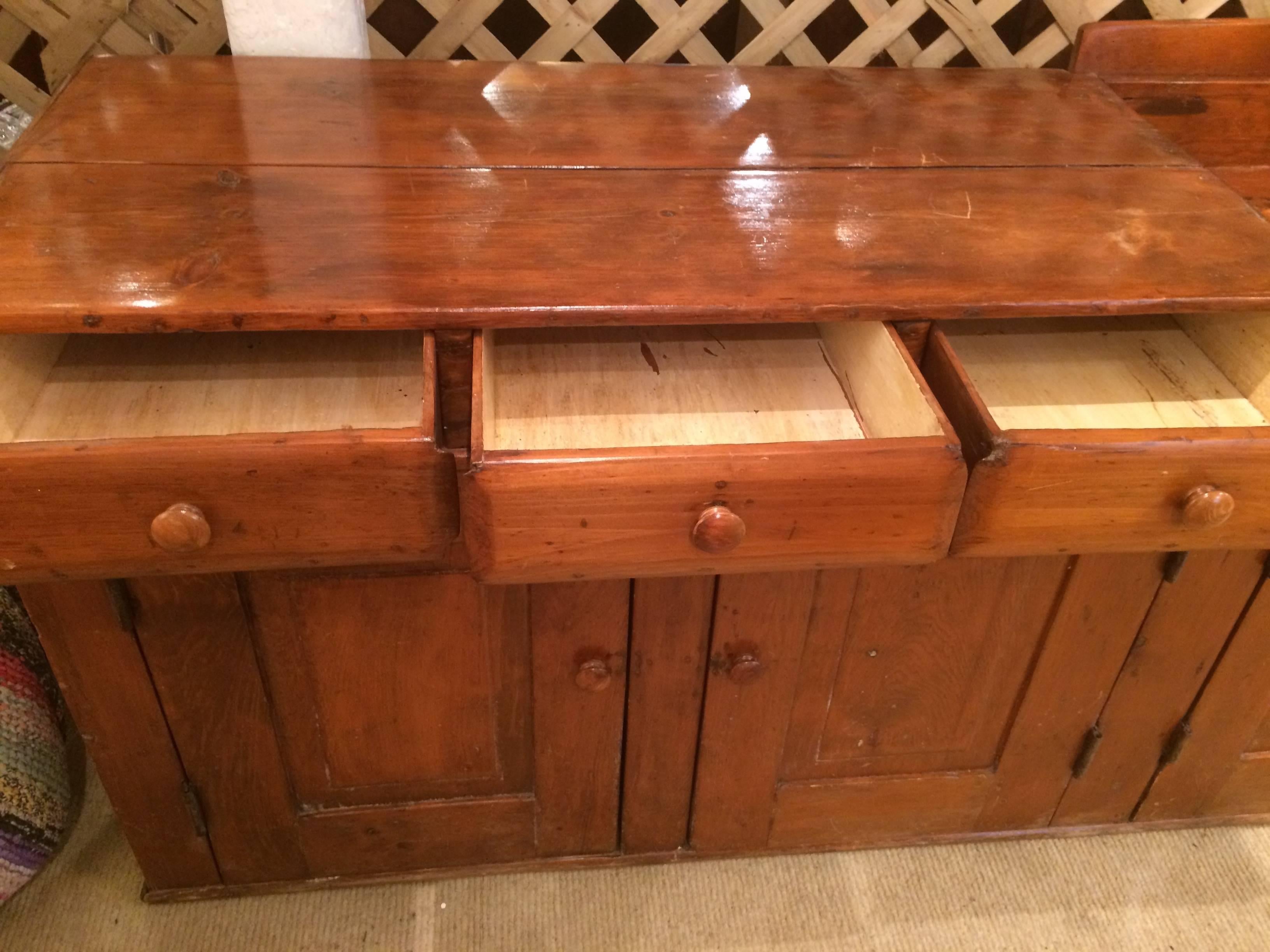 American Monumental Rare 19th Century Pine Dry Sink Cabinet