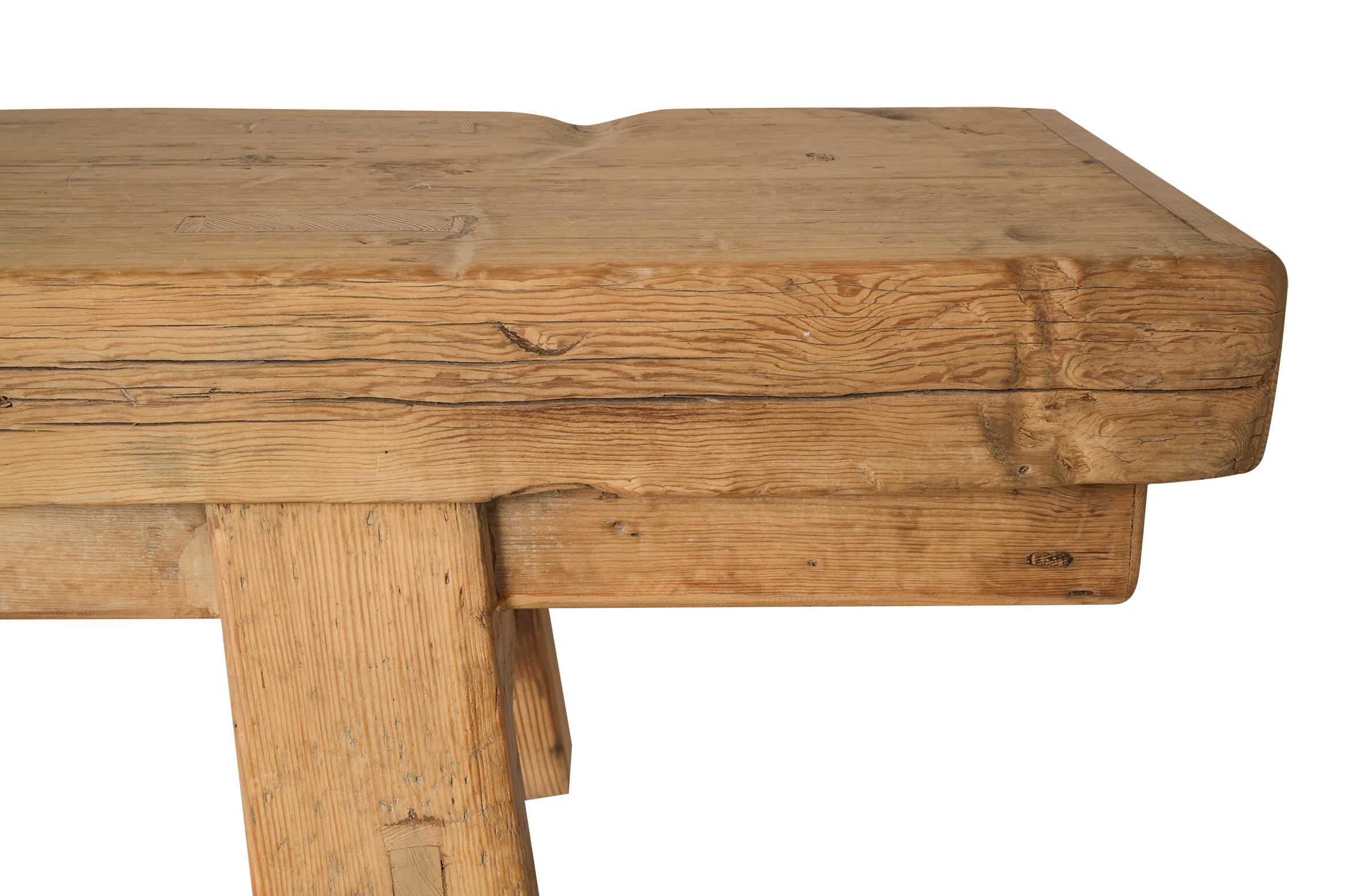 Wood Monumental Reclaimed Elm Bench For Sale