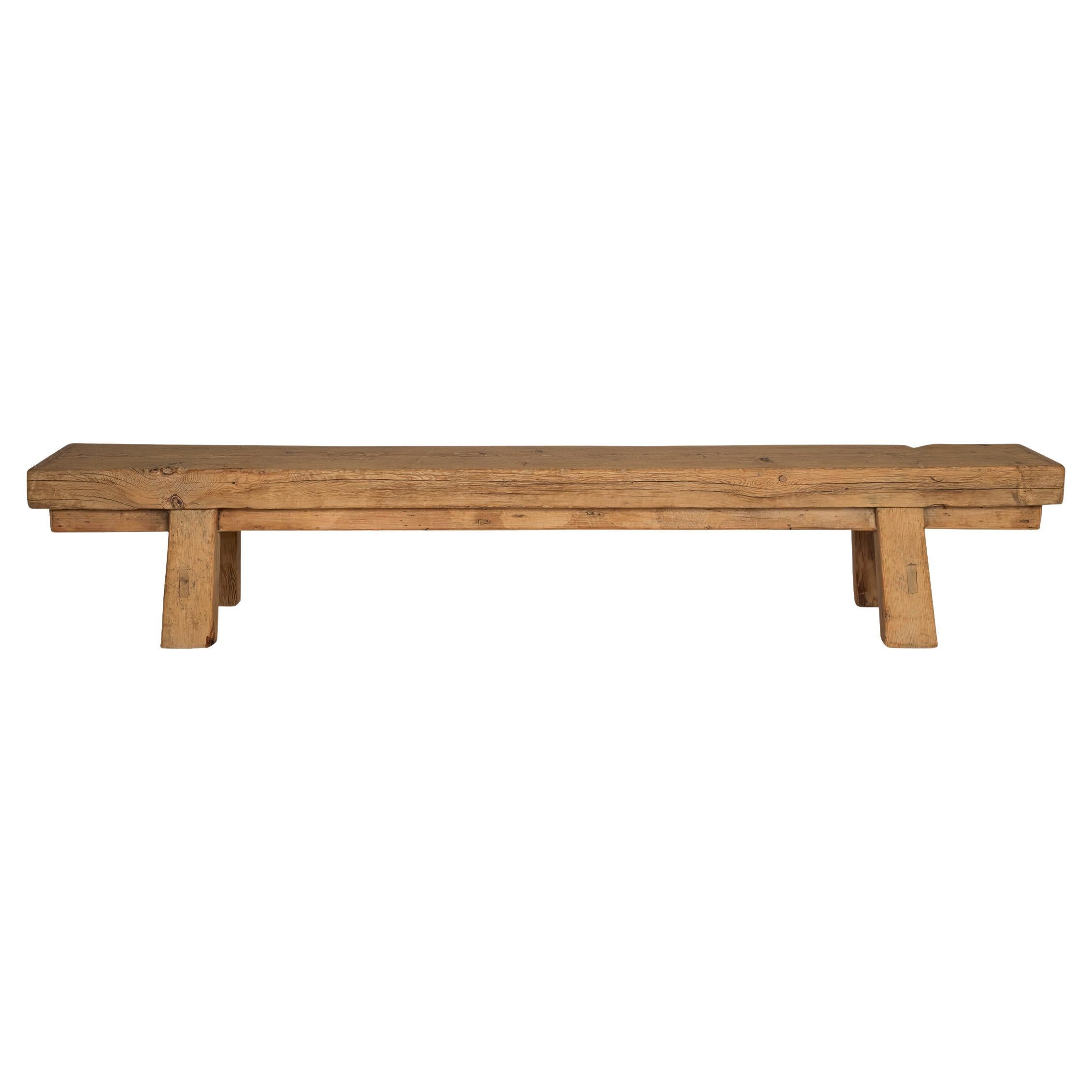 Monumental Reclaimed Elm Bench For Sale