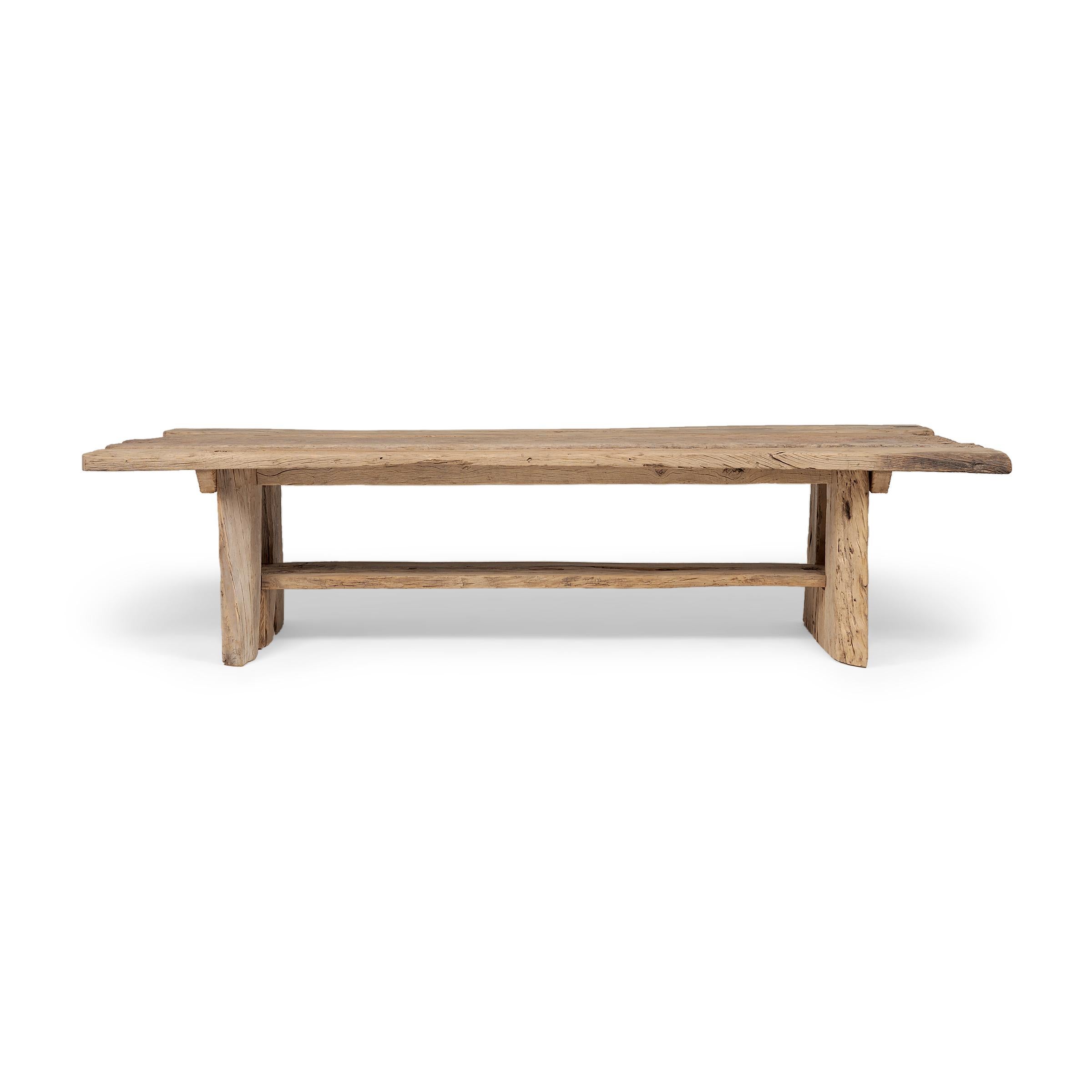 Monumental Reclaimed Elm Dining Table In Excellent Condition For Sale In Chicago, IL