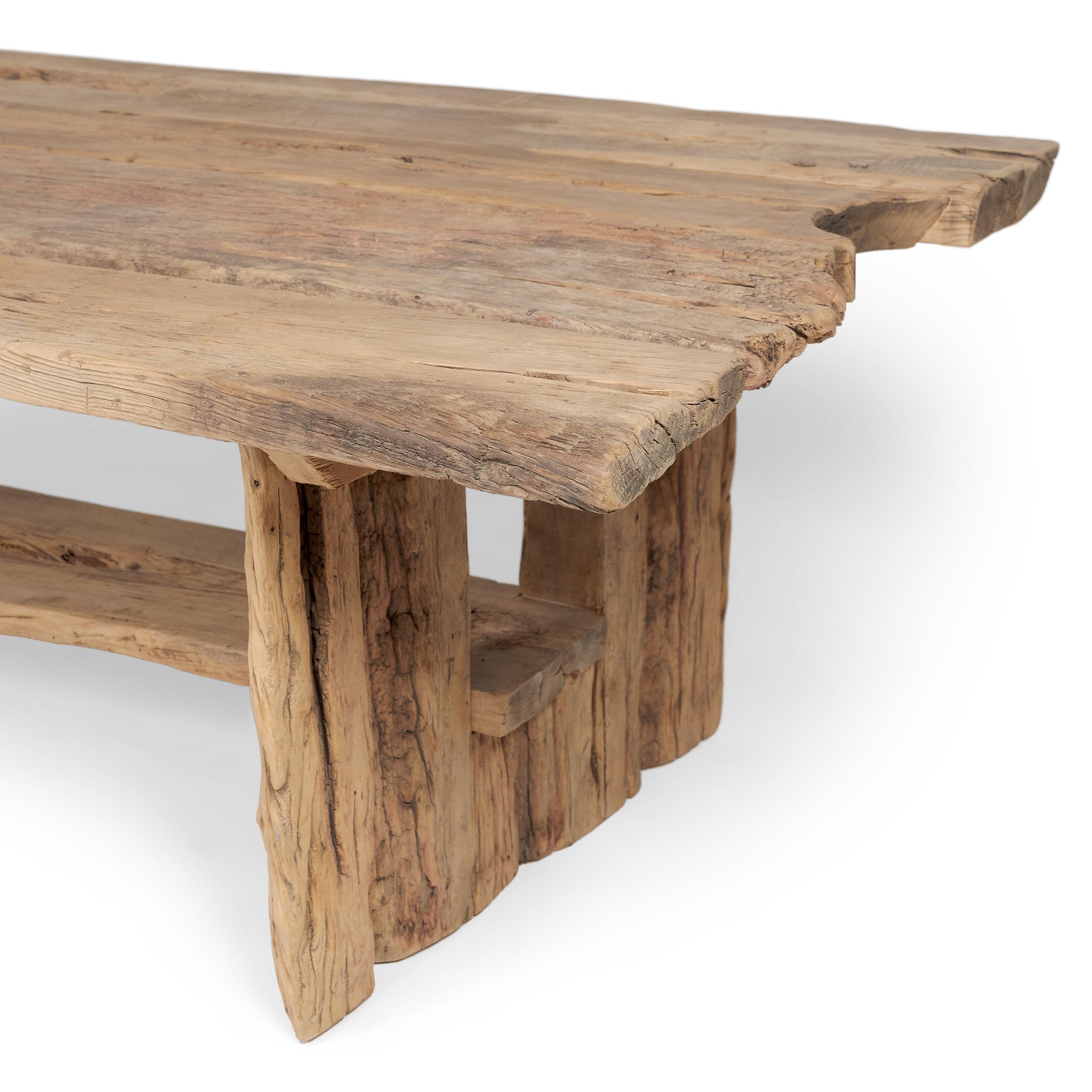 Monumental Reclaimed Elm Dining Table For Sale 1