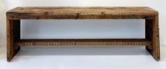 Monumental Reclaimed Wood Console, Minimalist Brutalist Form, 88”