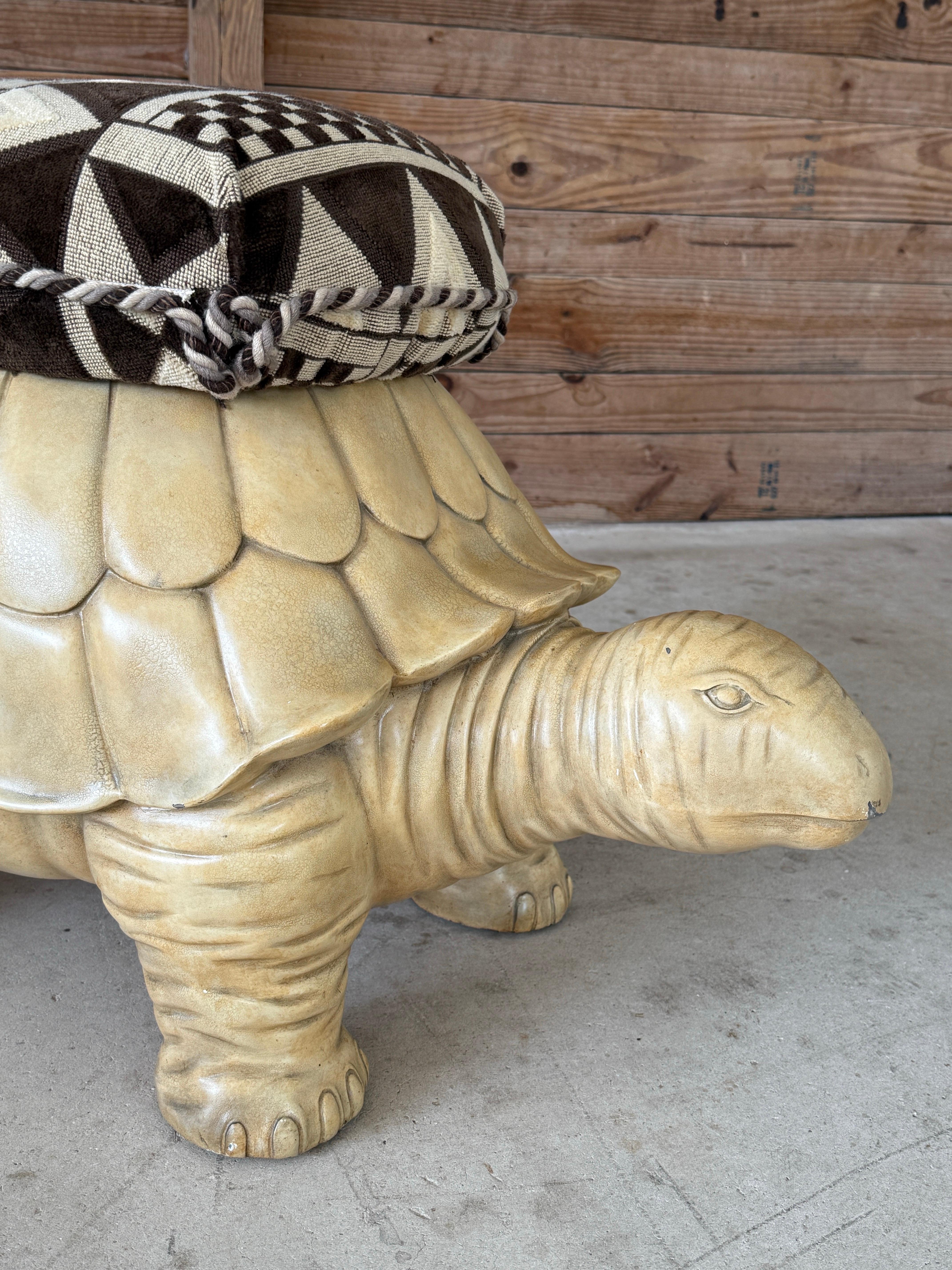 Monumental Regency Cast Resin Upholstered Turtle Ottoman by Maitland-Smith For Sale 3