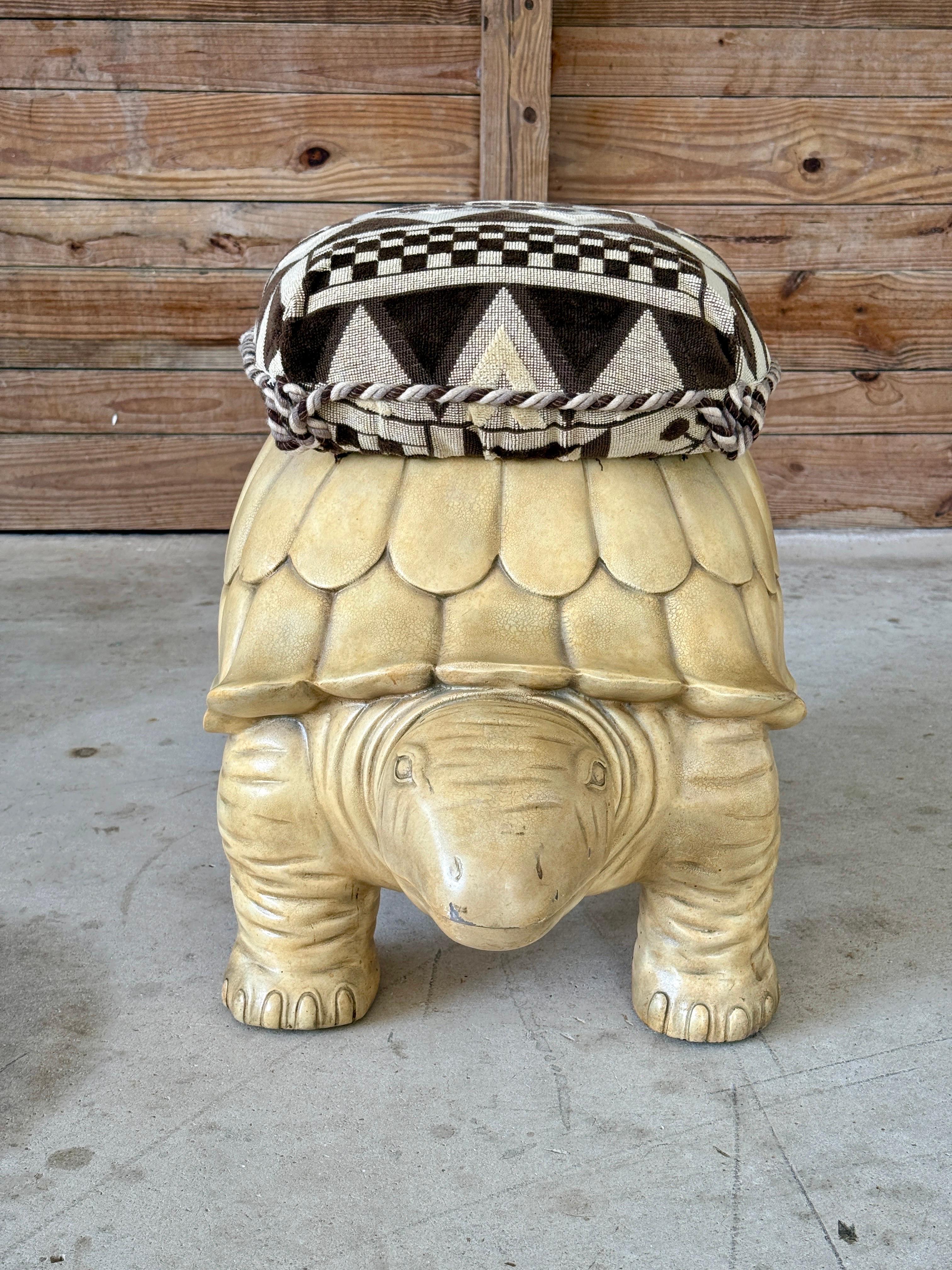 Monumental Regency Cast Resin Upholstered Turtle Ottoman by Maitland-Smith For Sale 4