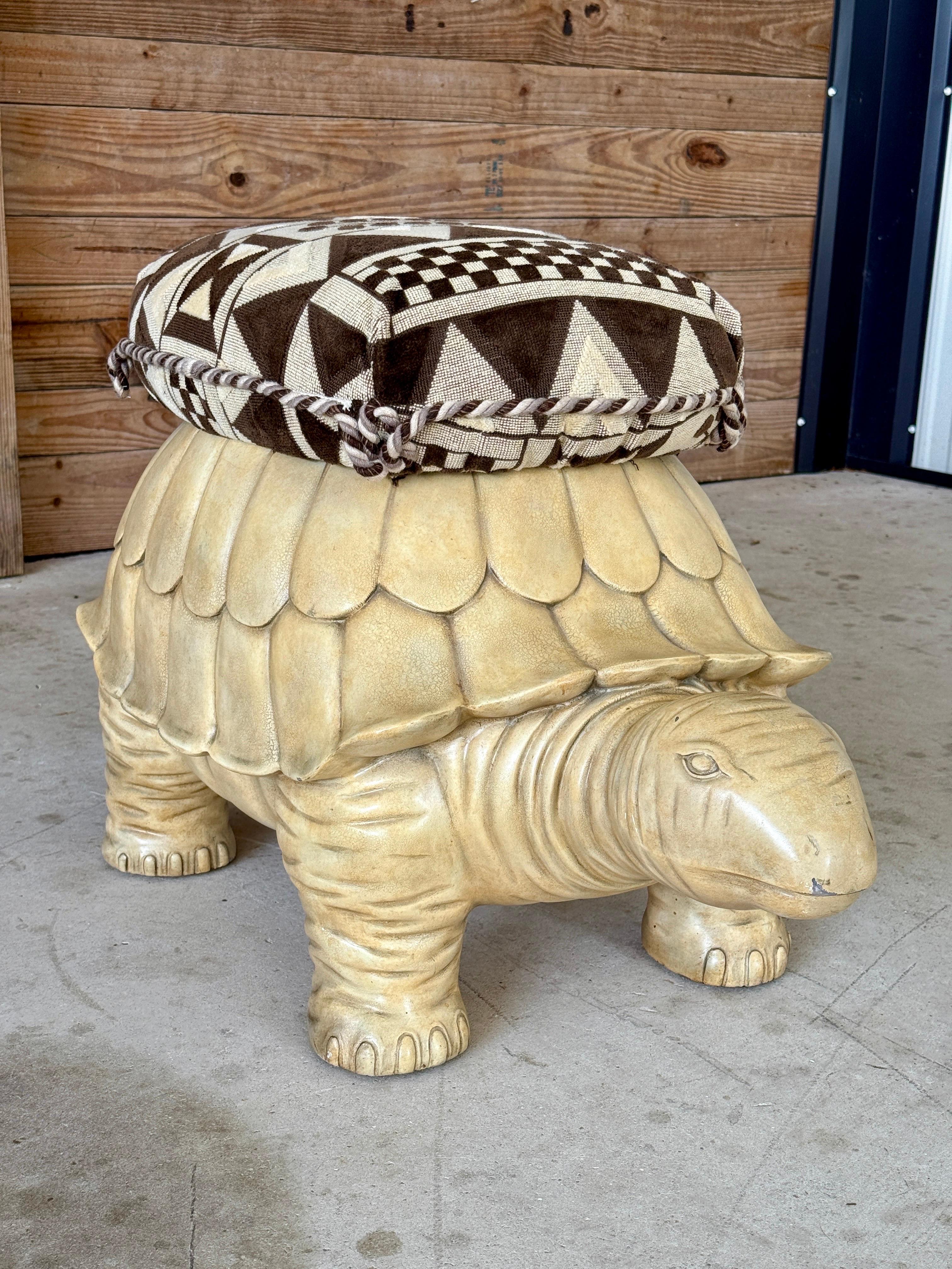 Monumental Regency Cast Resin Upholstered Turtle Ottoman by Maitland-Smith For Sale 6