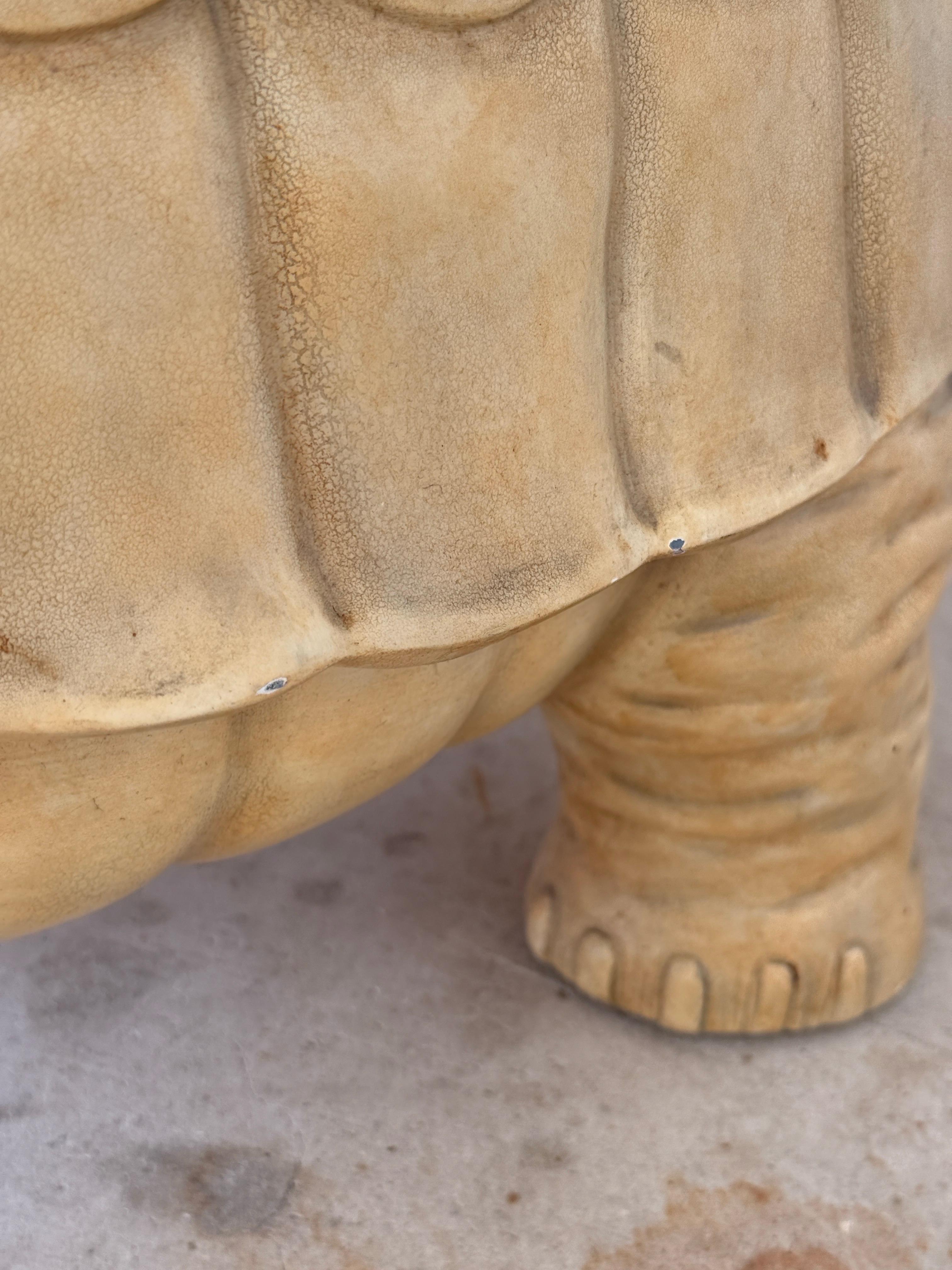 Hand-Crafted Monumental Regency Cast Resin Upholstered Turtle Ottoman by Maitland-Smith For Sale
