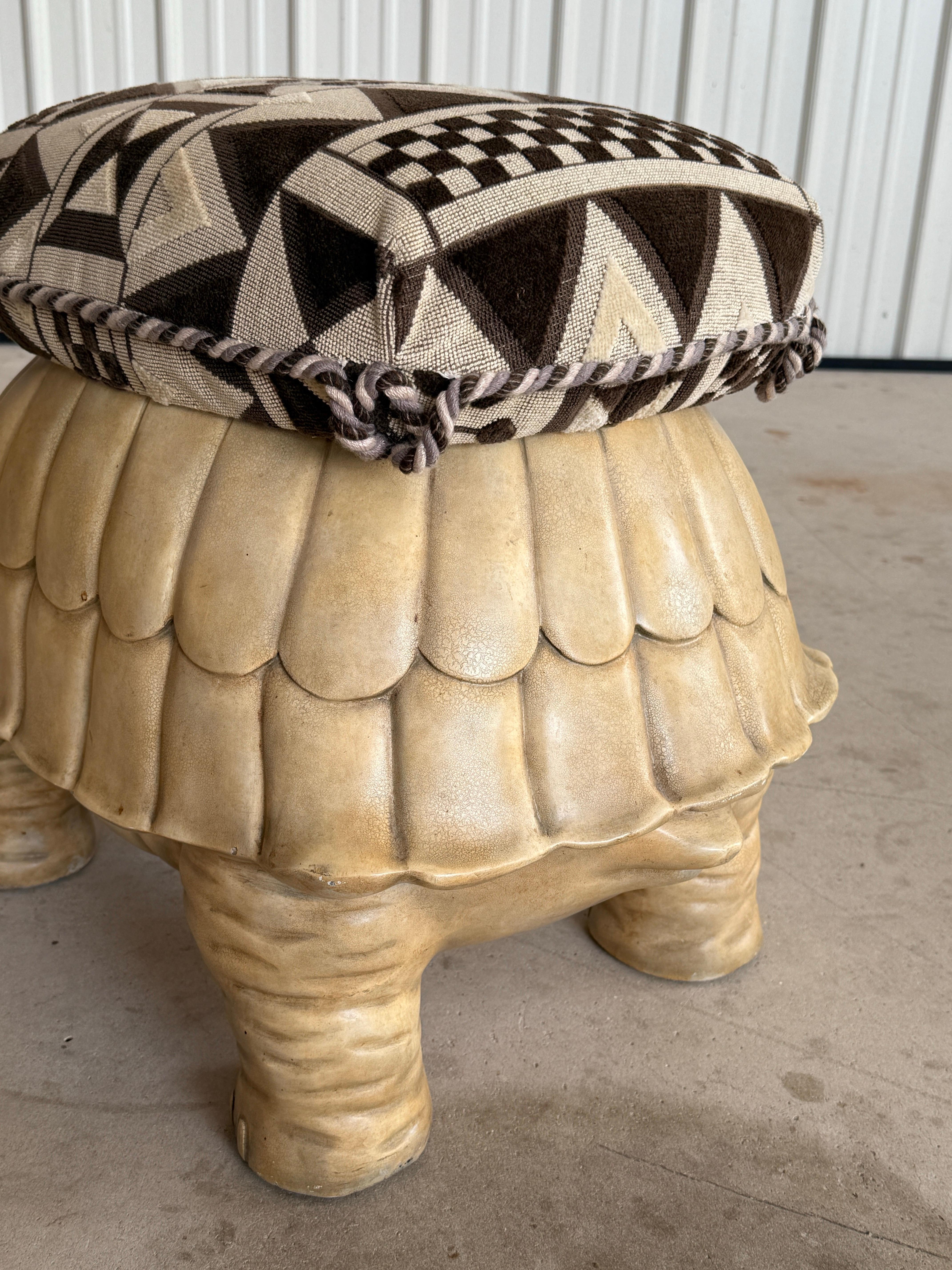 Upholstery Monumental Regency Cast Resin Upholstered Turtle Ottoman by Maitland-Smith For Sale