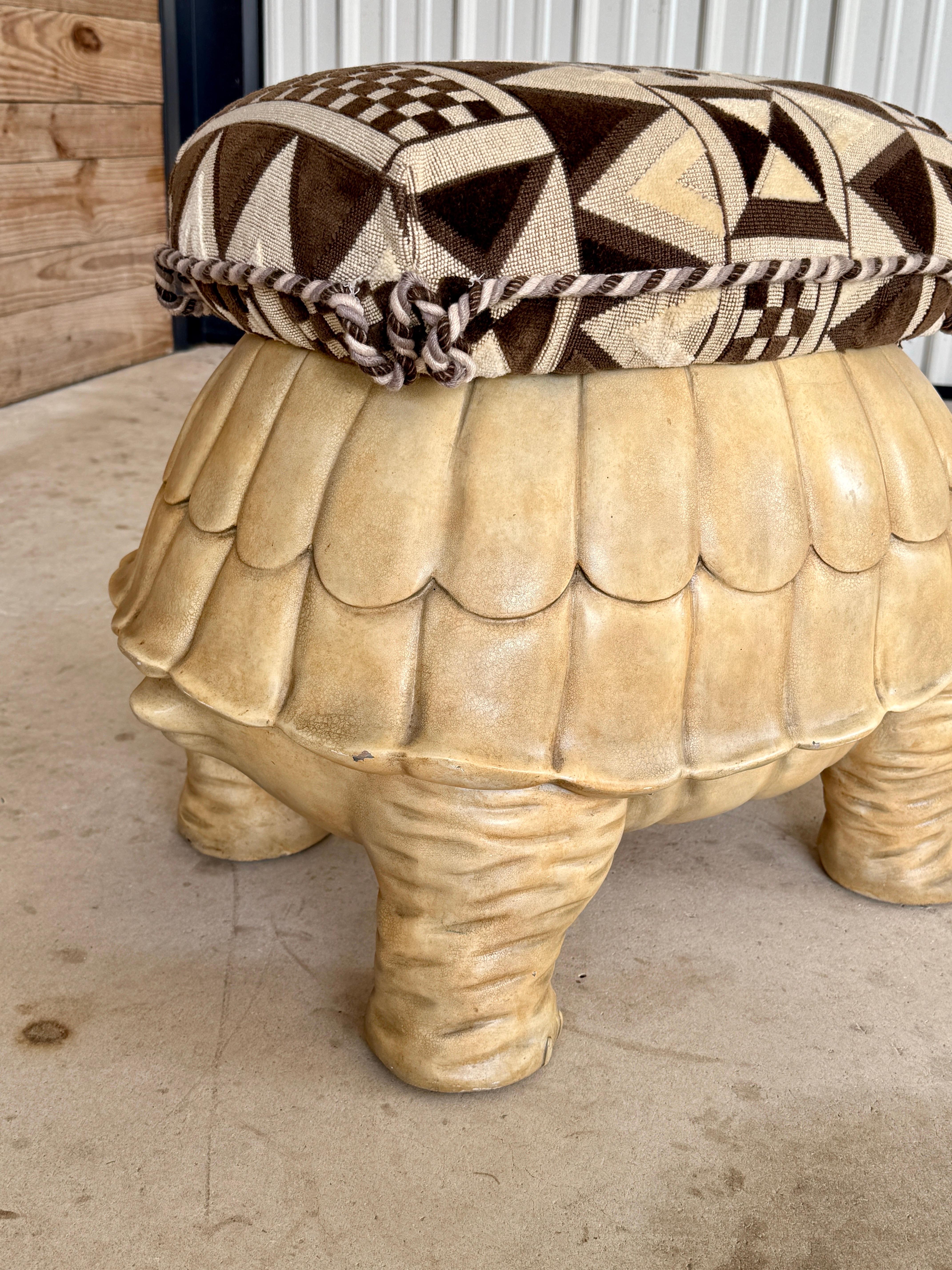Monumental Regency Cast Resin Upholstered Turtle Ottoman by Maitland-Smith For Sale 2