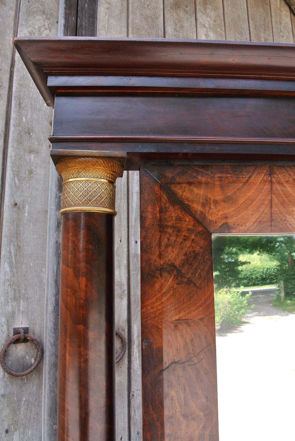 18th Century and Earlier Monumental Regency Cheval Mirror of French Empire Design with Brass Mounts For Sale