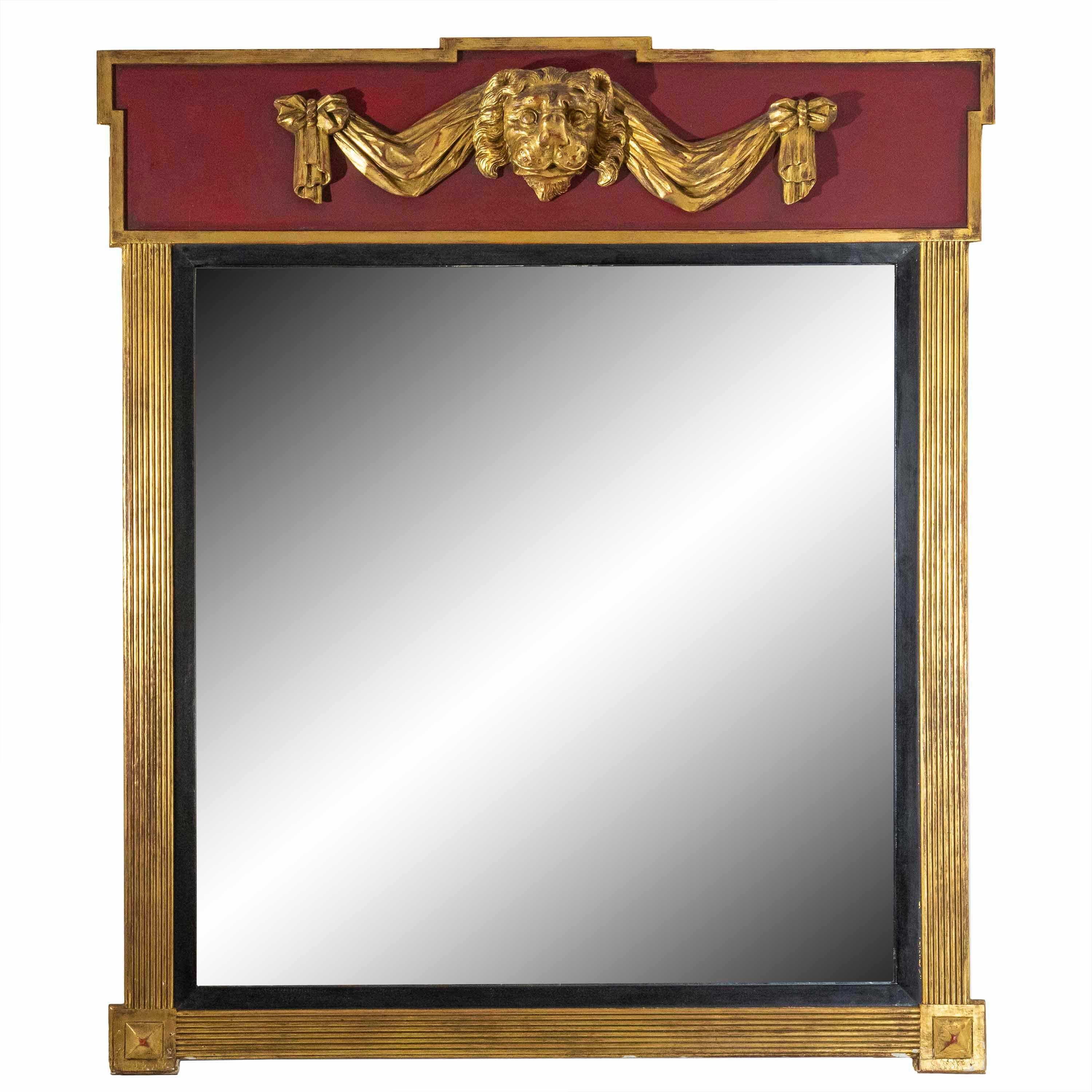 XX secolo Specchio monumentale Regency con maschera di leone a sovrastampo in vendita