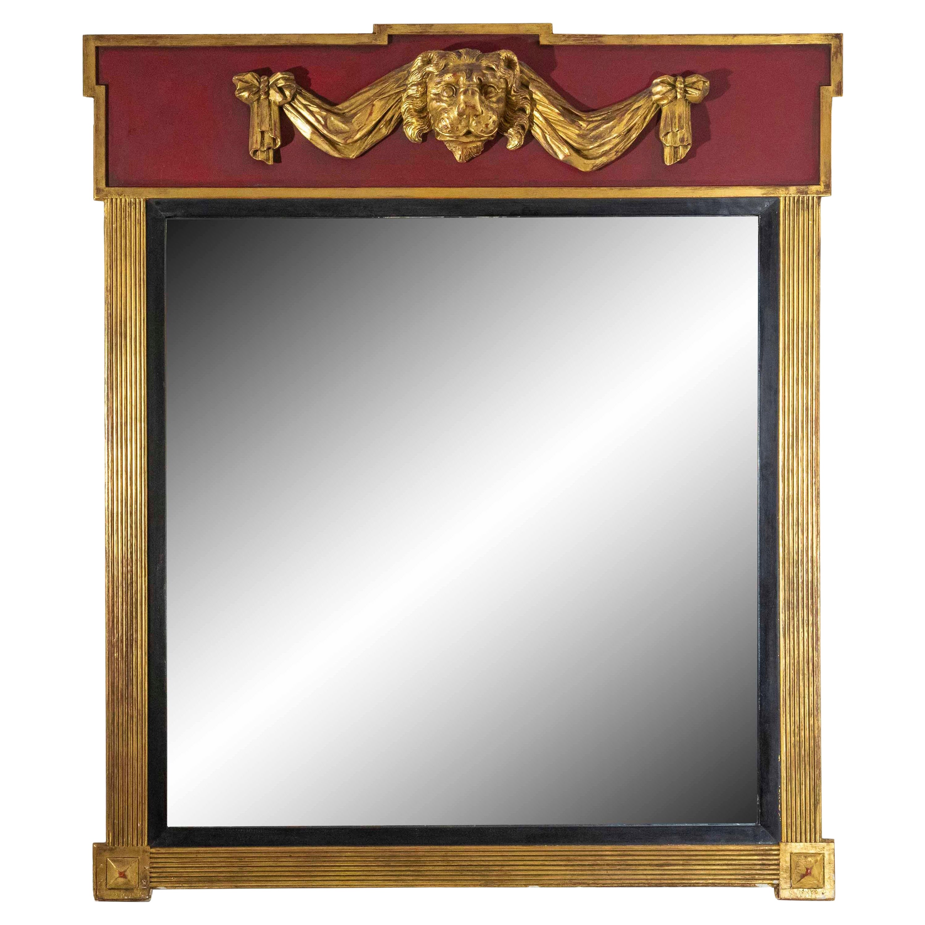 Monumentaler Regency-Löwenmasken-Übermantel-Spiegel im Angebot