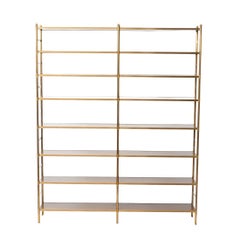 Monumental Regency Style Brass and Mahogany Etagere, Victoria & Sons