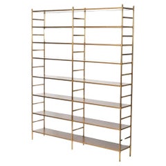 Vintage Monumental Regency Style Brass and Mahogany Etagere