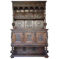 Monumentales Renaissance-Buffet aus geschnitztem Kalbsholz mit Karyatiden, Frankreich, 19.
