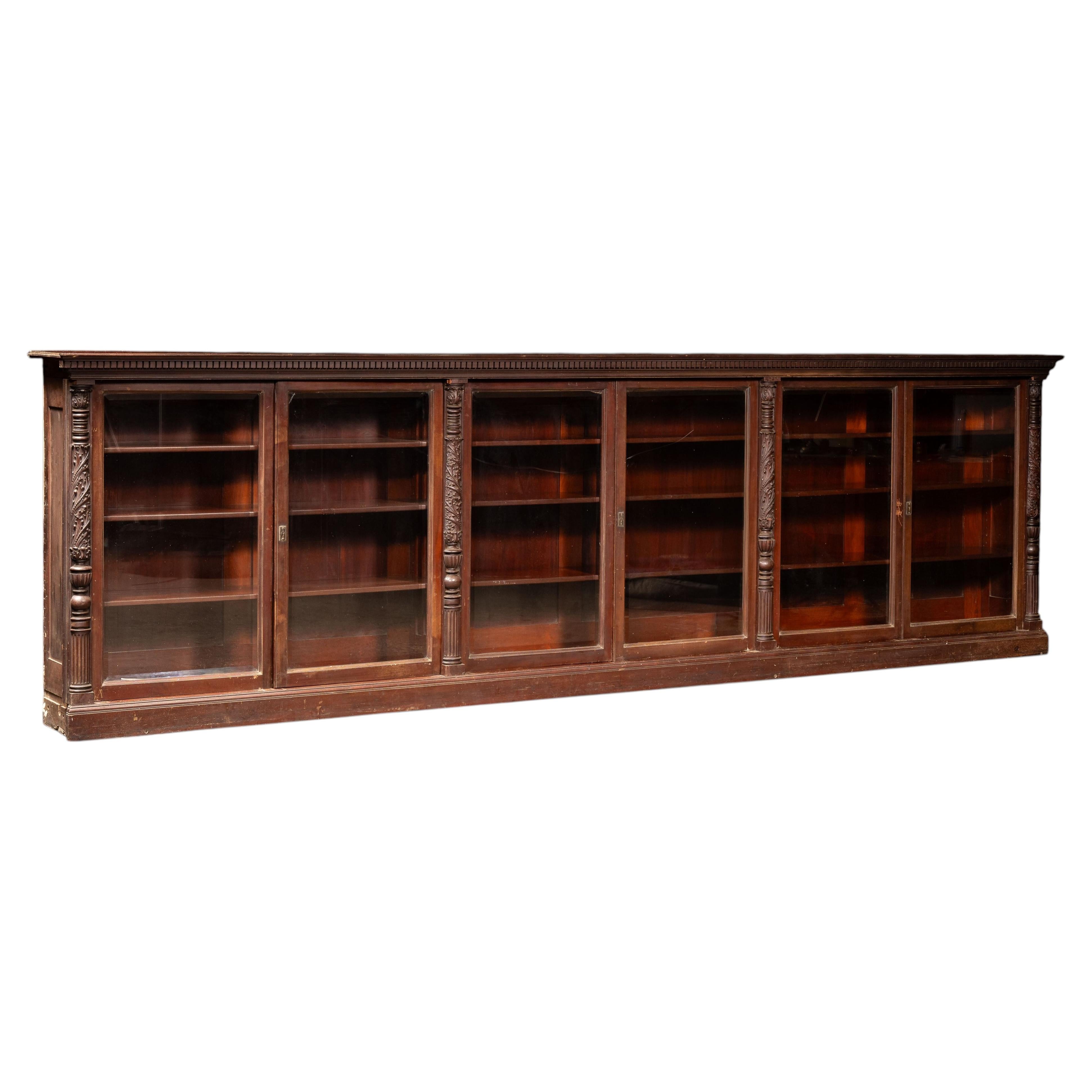 Monumental Renaissance Revival Carved Wood Library Display Cabinet