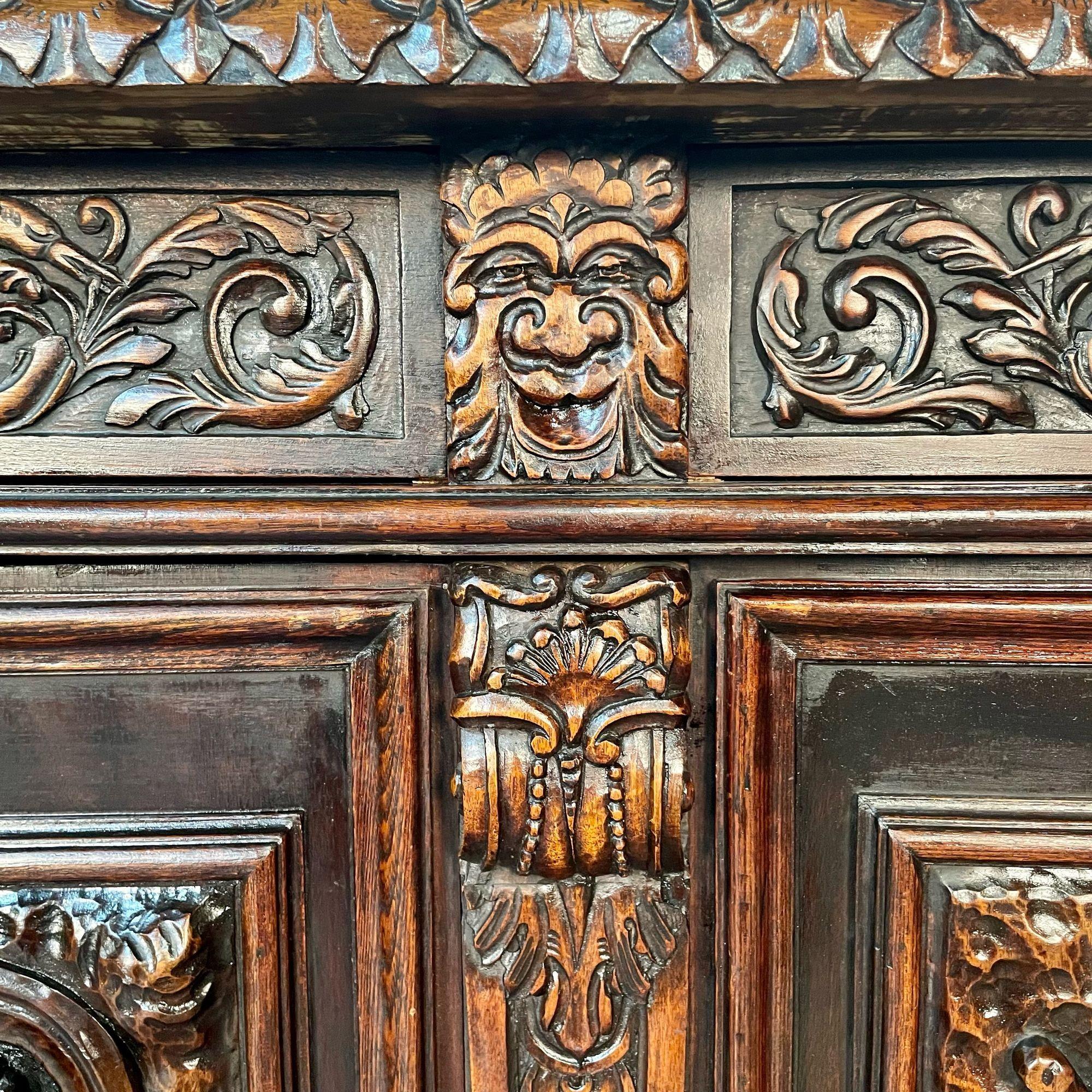 Monumental Renaissance Revival Sideboard, Heavily Carved, Mahogany, Branded For Sale 14