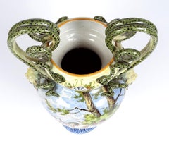 Monumental Renaissance Revival Vase Majolica Italy 19th Century Hand Painted